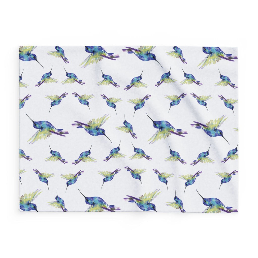 Colorful Hummingbird Fleece Blankets - Blue Cava