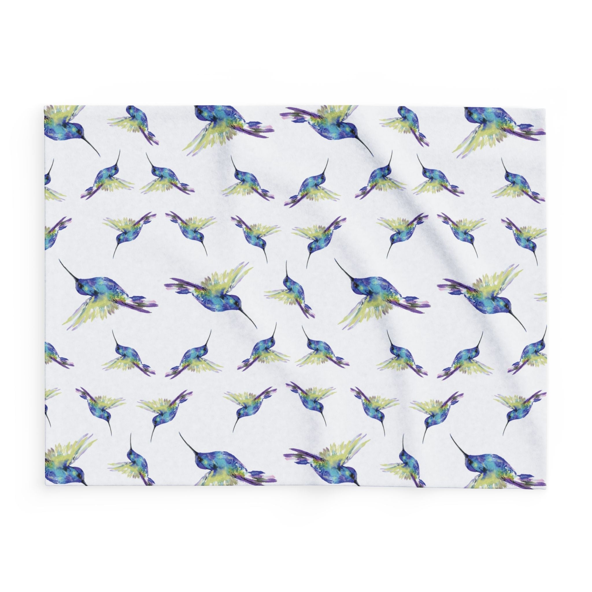 Colorful Hummingbird Fleece Blankets - Blue Cava