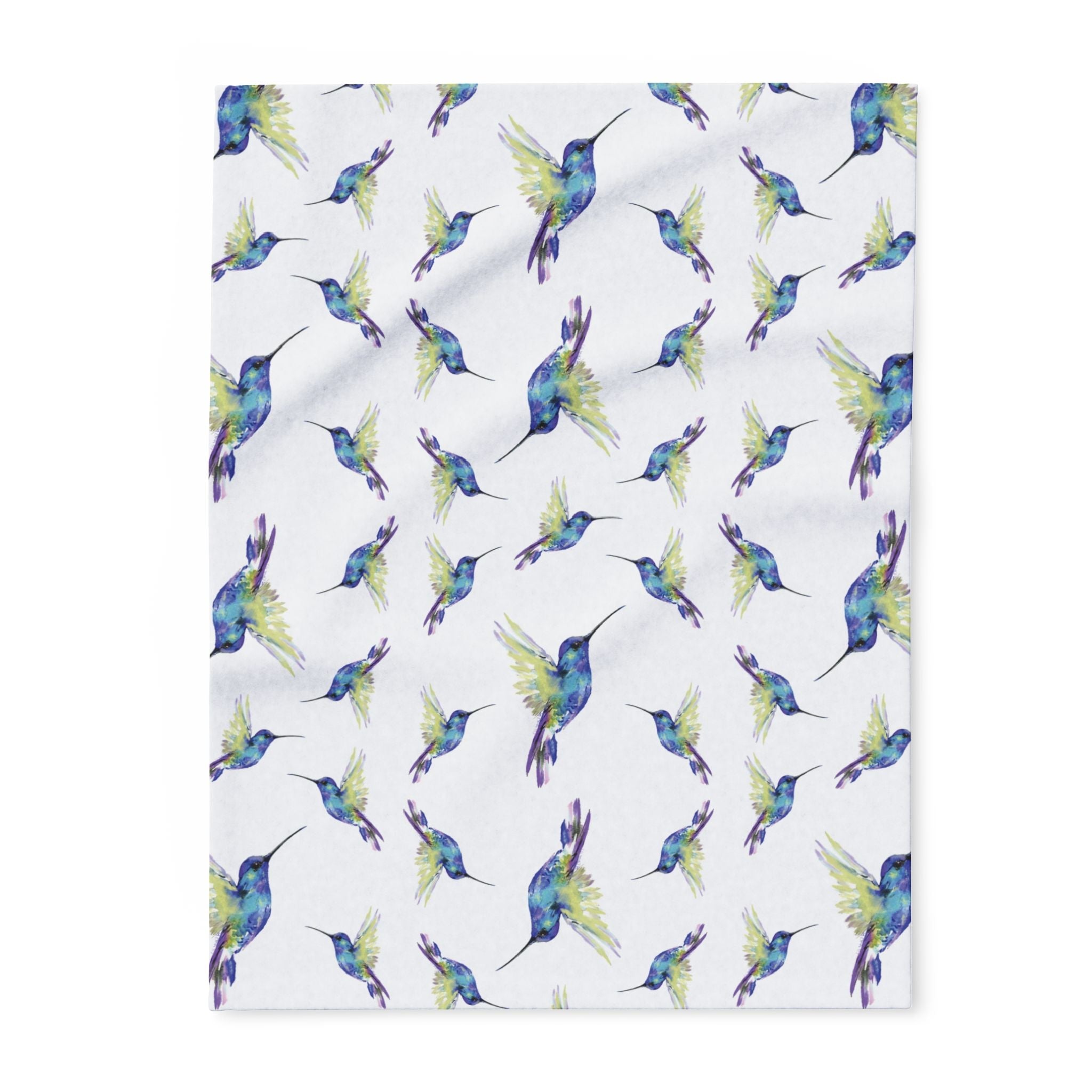 Colorful Hummingbird Fleece Blankets - Blue Cava