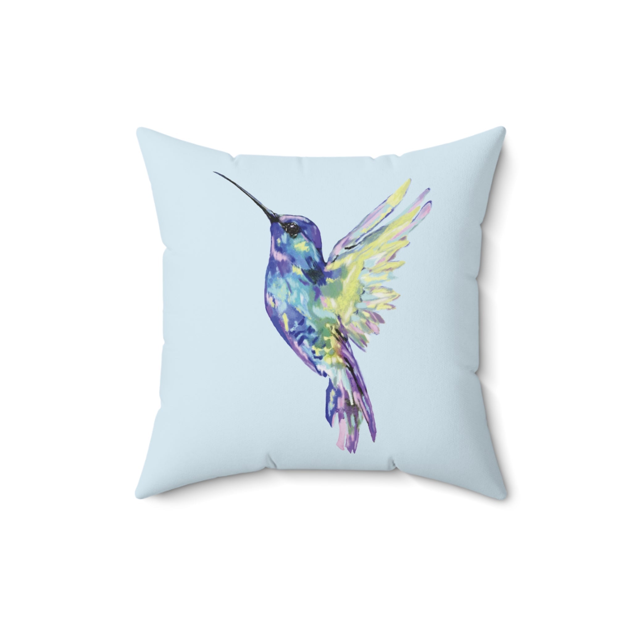 Colorful Hummingbird Pillow | Vibrant Home Decor - Blue Cava