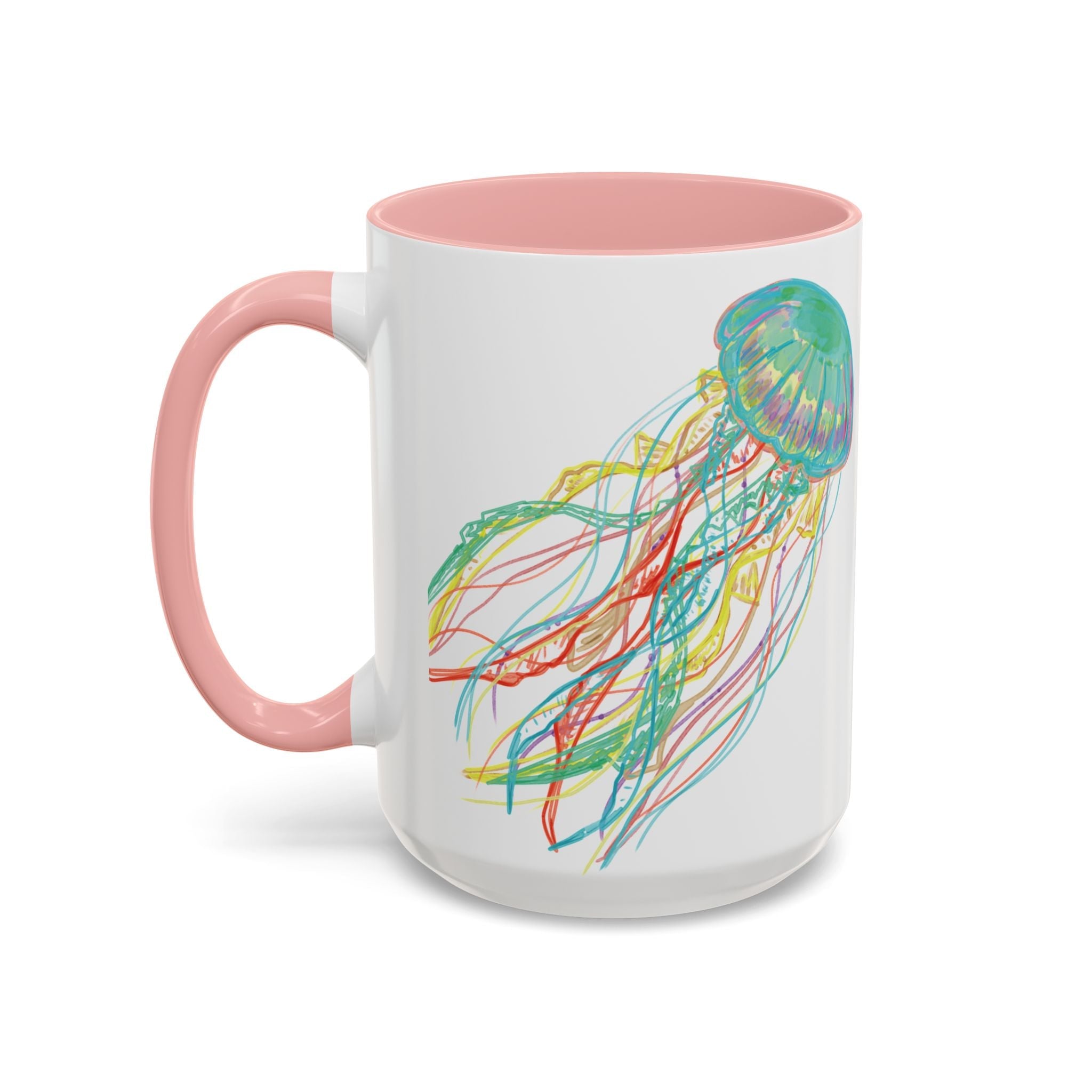 Colorful Jellyfish Accent Coffee Mug - Perfect for Ocean Lovers - Blue Cava