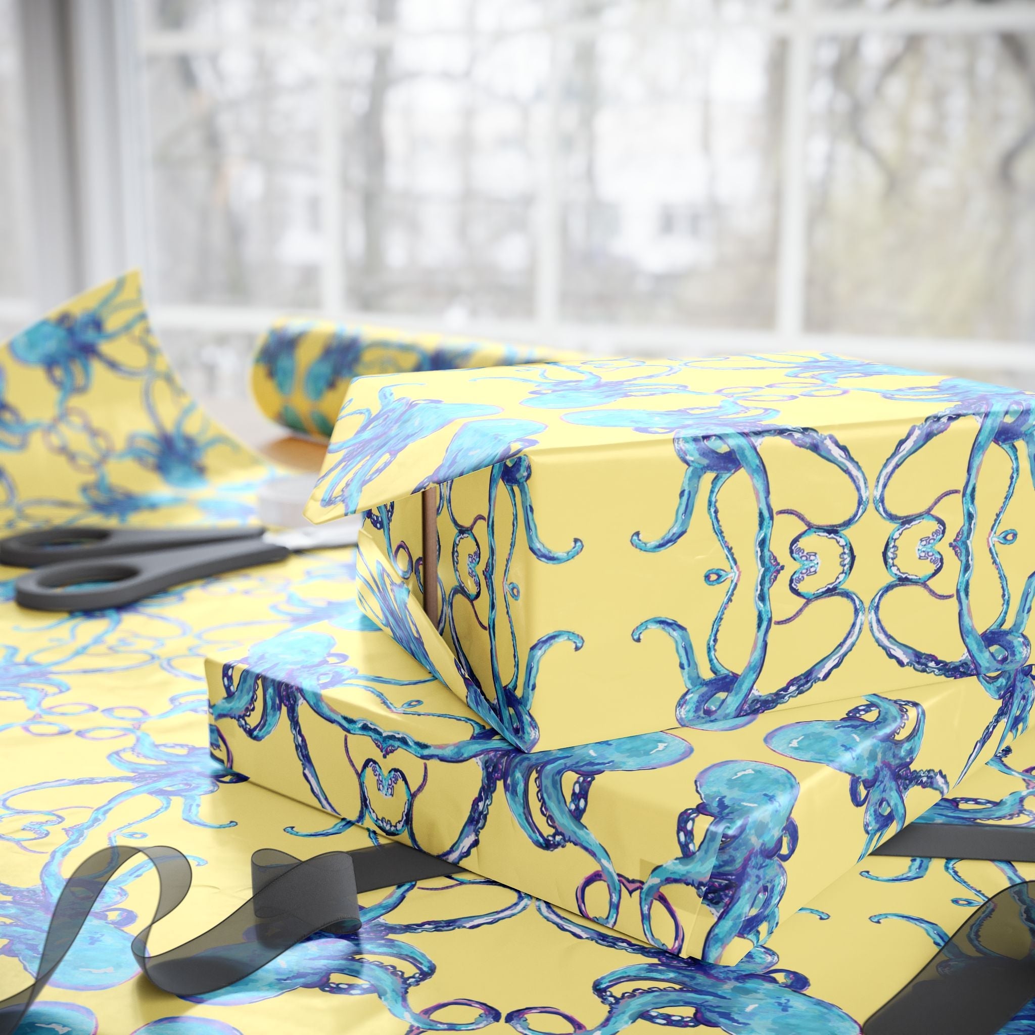 Colorful Octopus Wrapping Paper - Eco - Friendly - Blue Cava