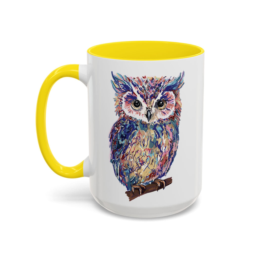 Colorful Owl Two Tone Ceramic Coffee Mugs - Blue Cava