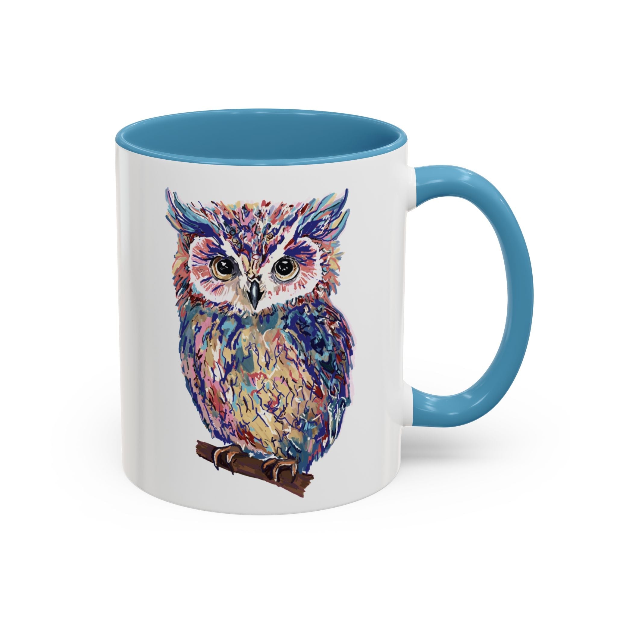 Colorful Owl Two Tone Ceramic Coffee Mugs - Blue Cava