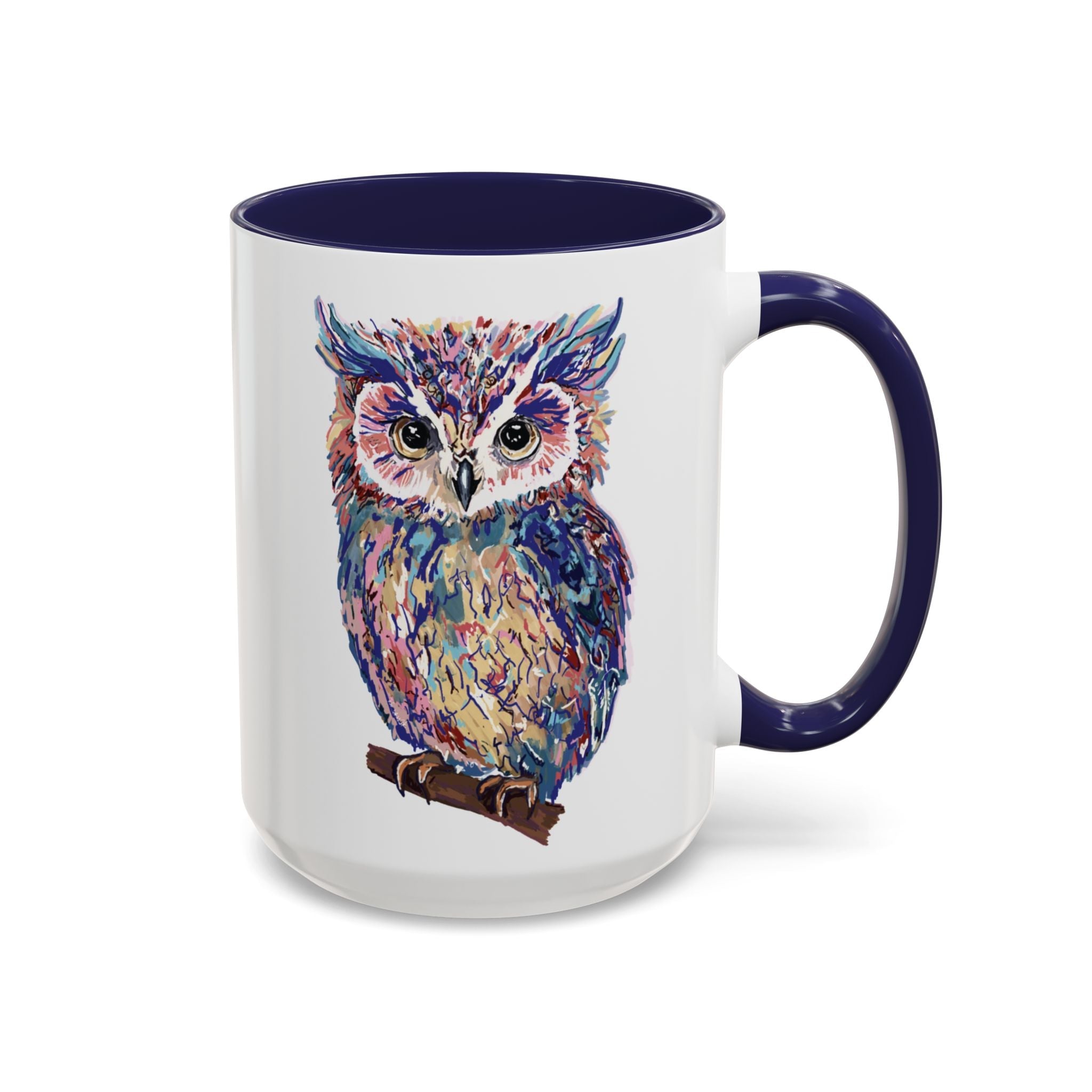 Colorful Owl Two Tone Ceramic Coffee Mugs - Blue Cava