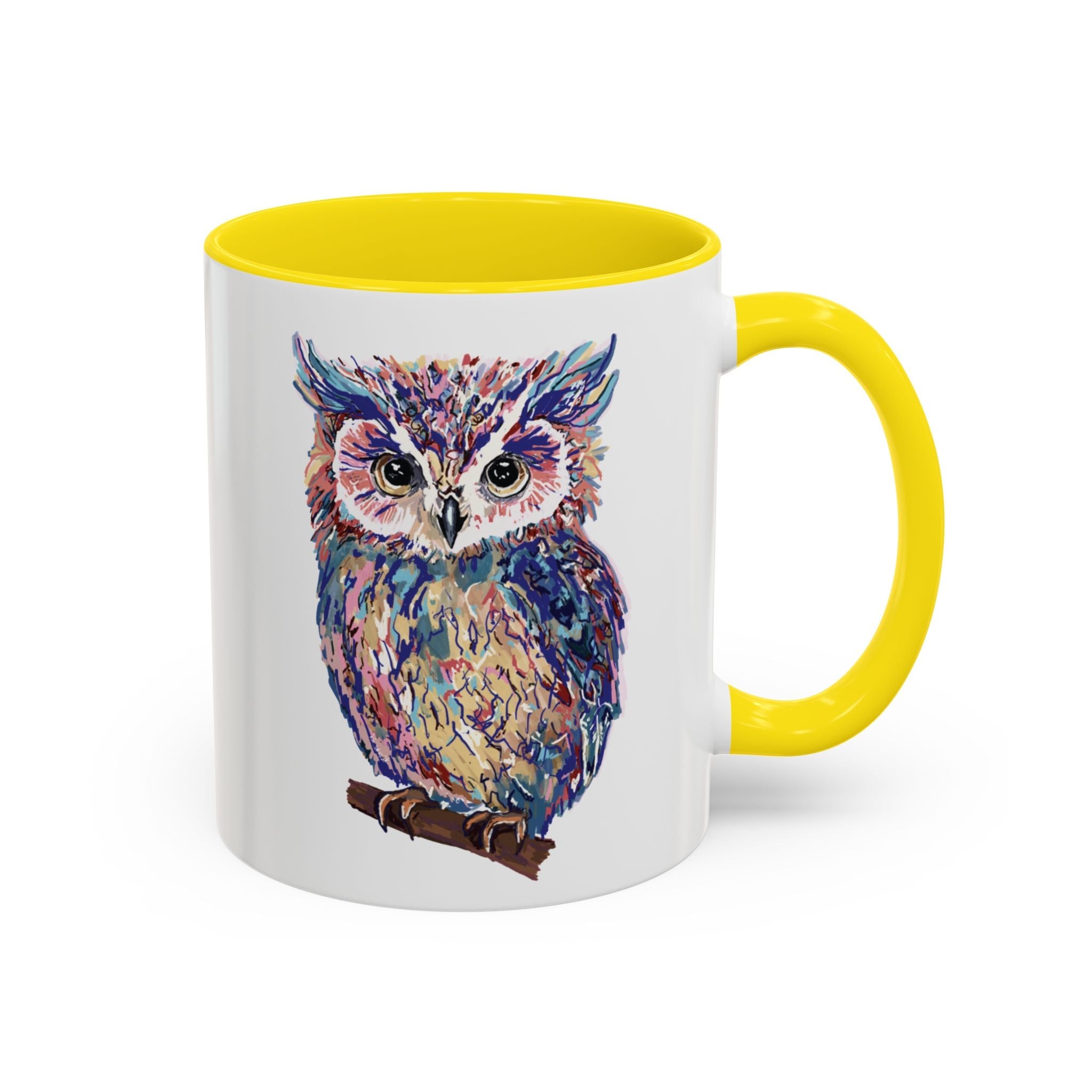 Colorful Owl Two Tone Ceramic Coffee Mugs - Blue Cava