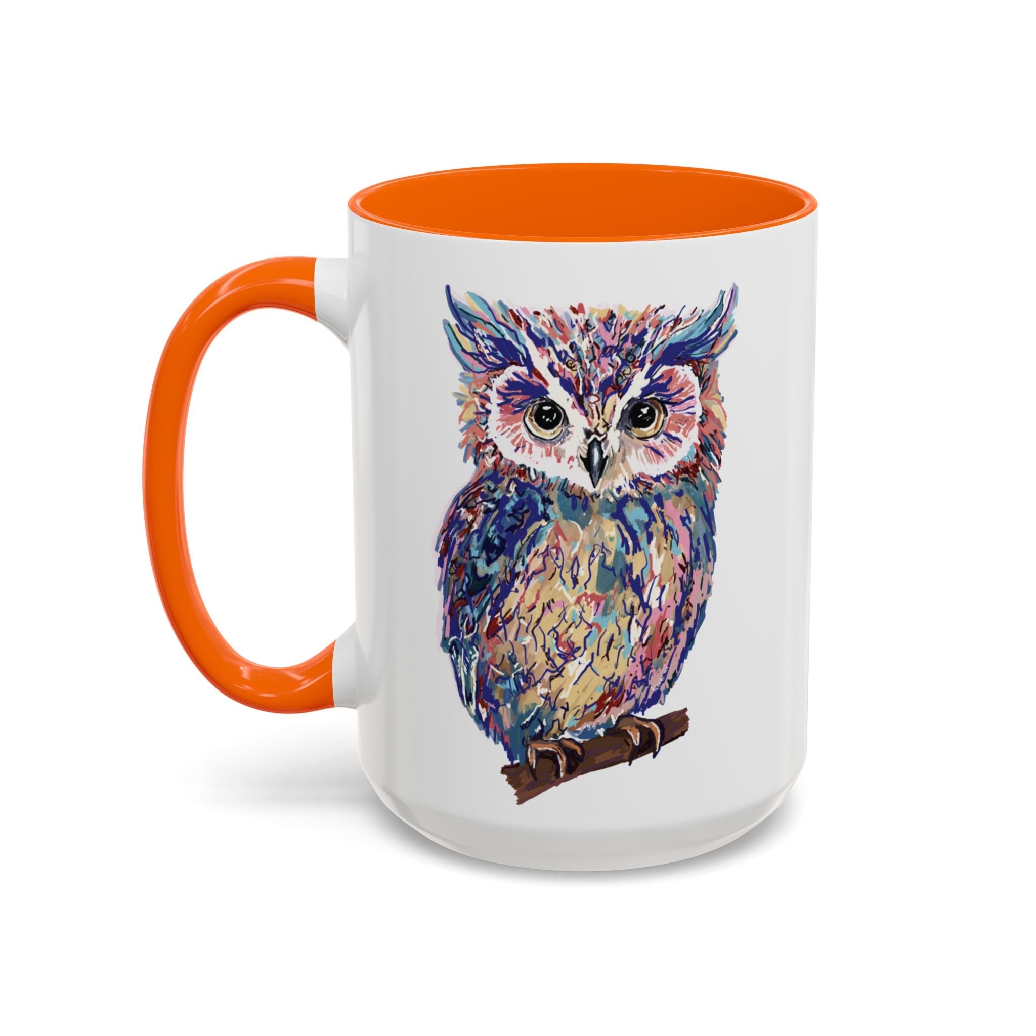 Colorful Owl Two Tone Ceramic Coffee Mugs - Blue Cava