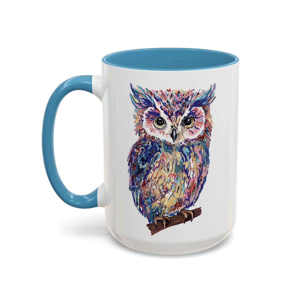 Colorful Owl Two Tone Ceramic Coffee Mugs - Blue Cava