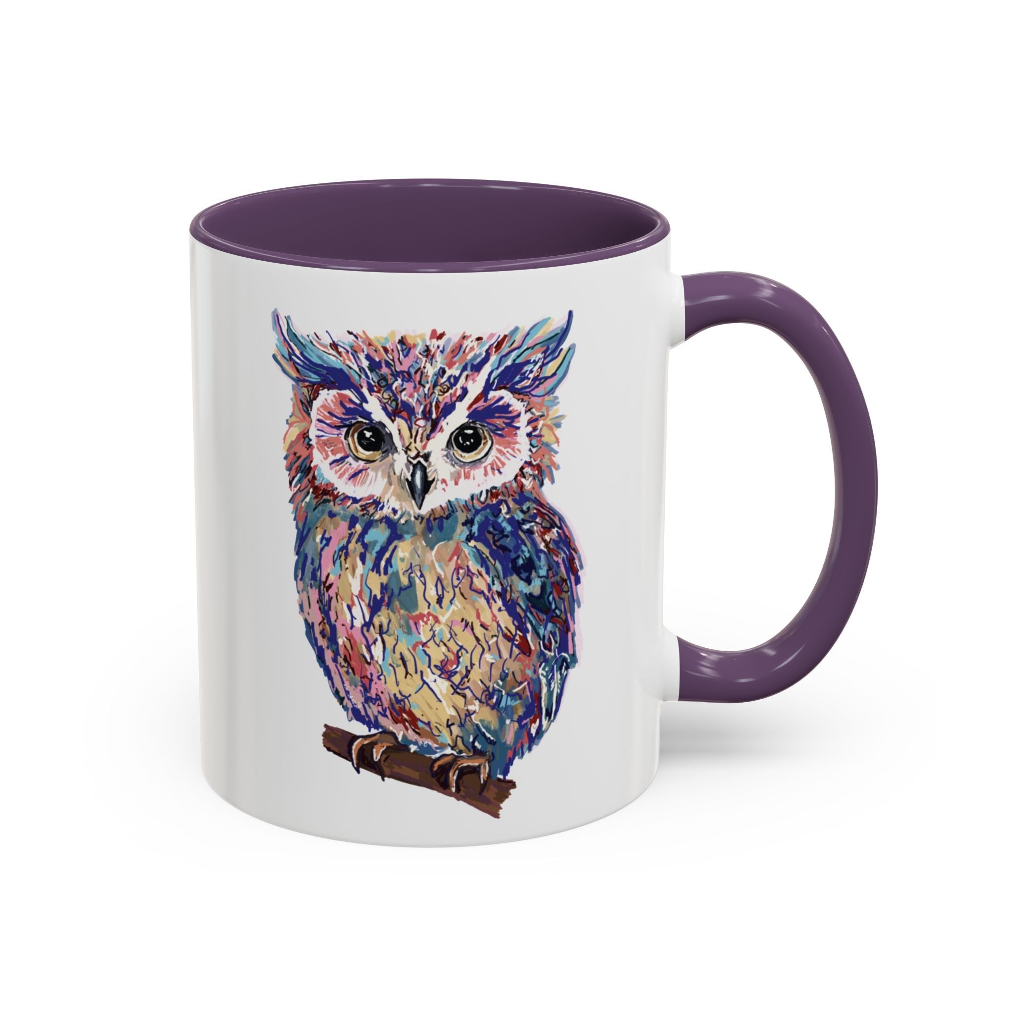 Colorful Owl Two Tone Ceramic Coffee Mugs - Blue Cava