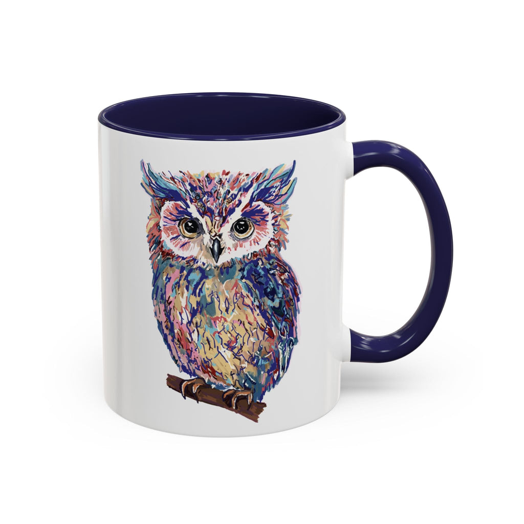 Colorful Owl Two Tone Ceramic Coffee Mugs - Blue Cava