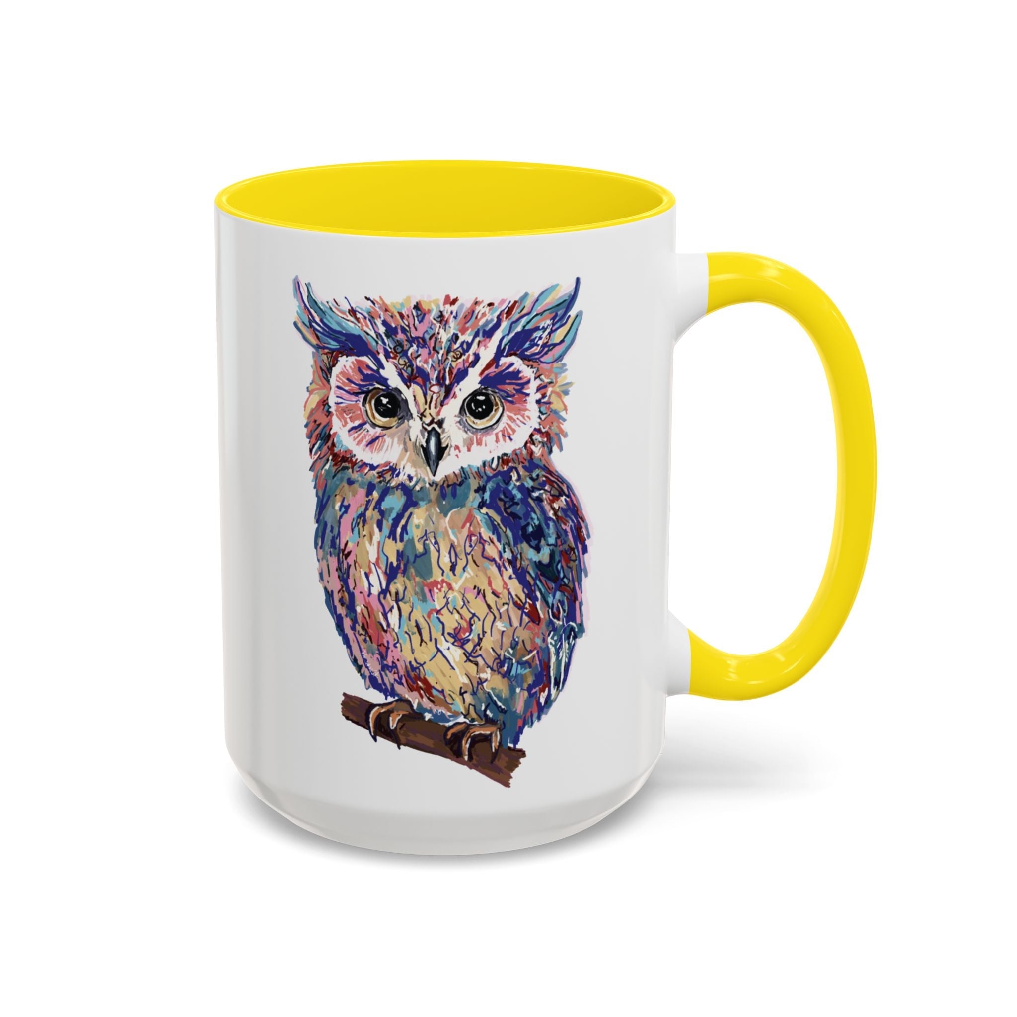 Colorful Owl Two Tone Ceramic Coffee Mugs - Blue Cava