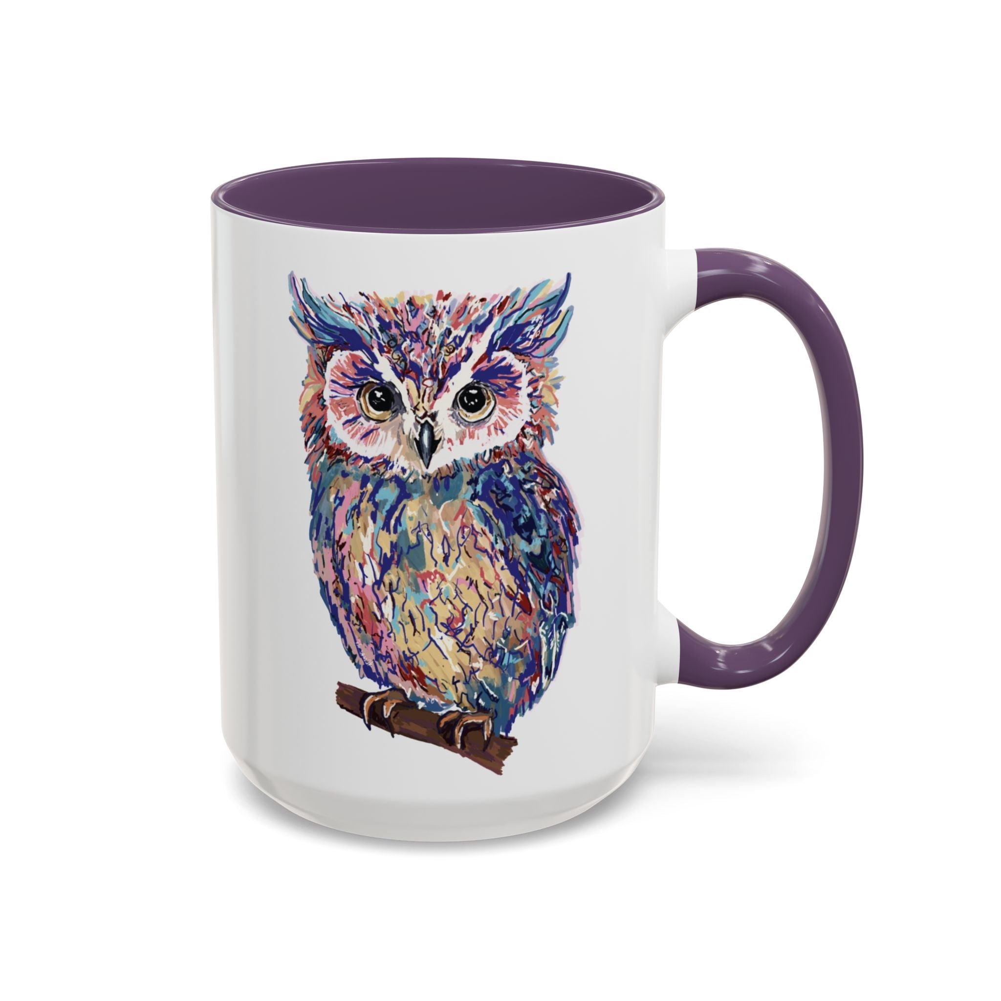 Colorful Owl Two Tone Ceramic Coffee Mugs - Blue Cava