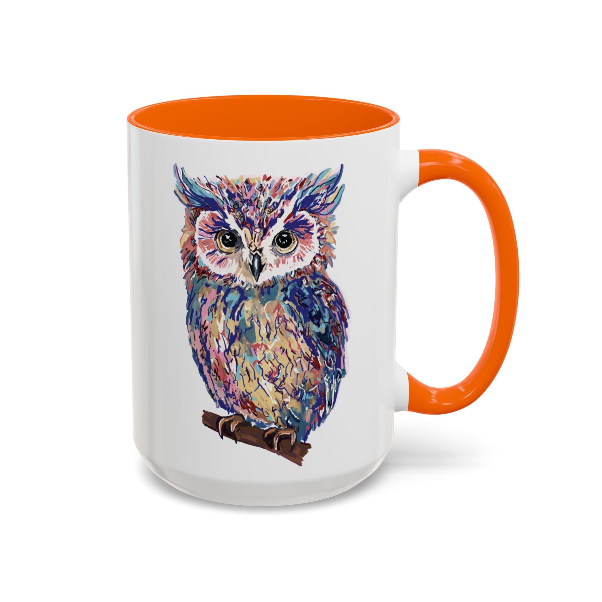Colorful Owl Two Tone Ceramic Coffee Mugs - Blue Cava
