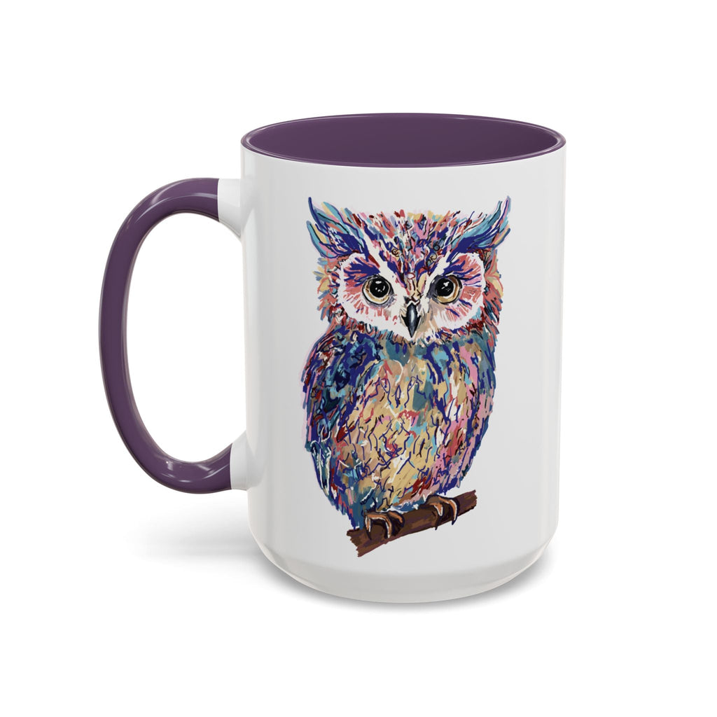 Colorful Owl Two Tone Ceramic Coffee Mugs - Blue Cava