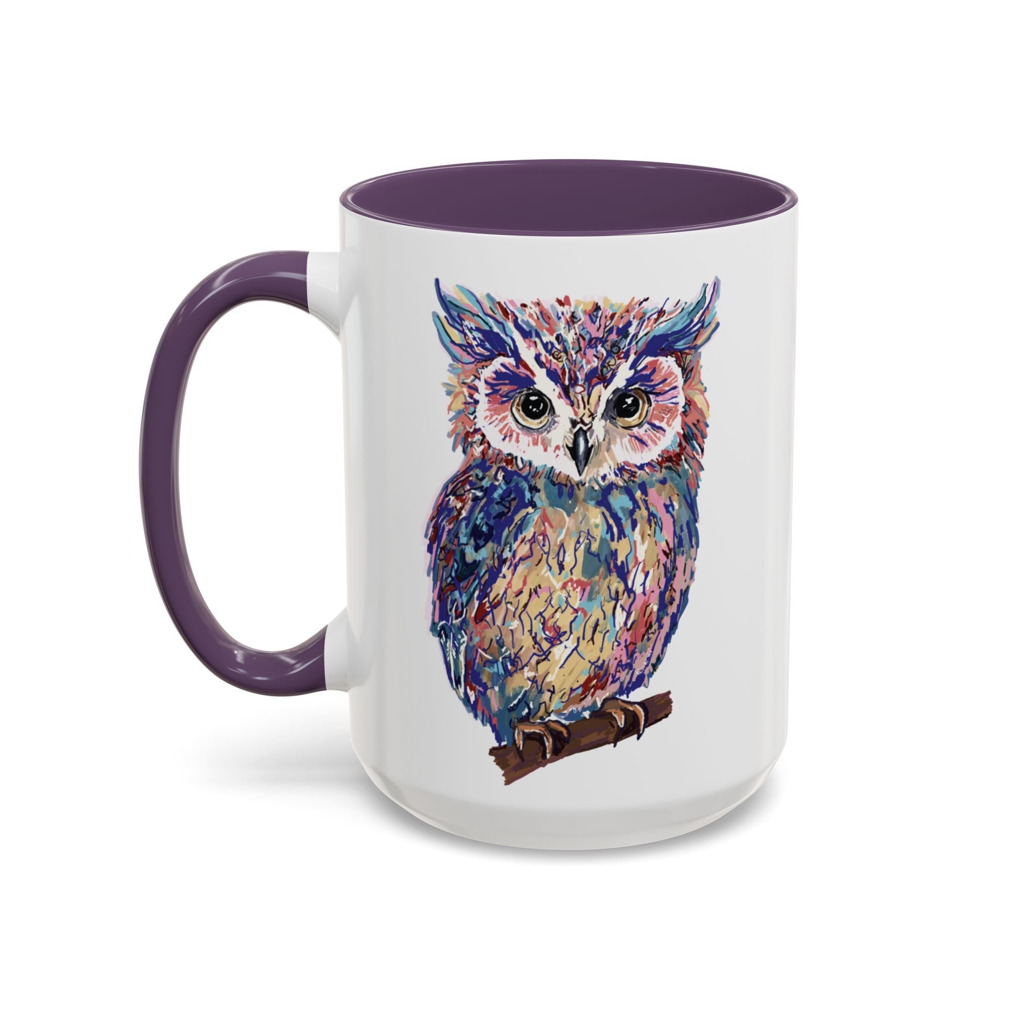 Colorful Owl Two Tone Ceramic Coffee Mugs - Blue Cava