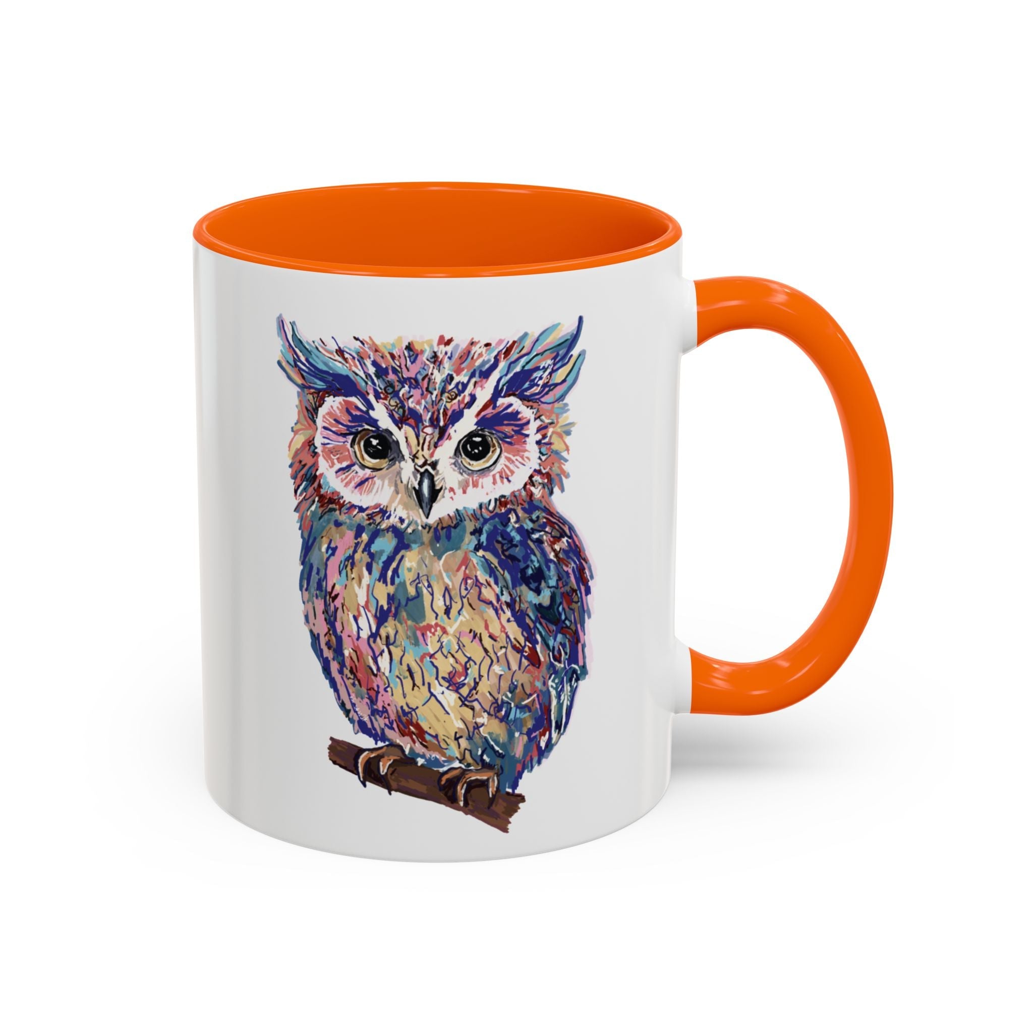 Colorful Owl Two Tone Ceramic Coffee Mugs - Blue Cava