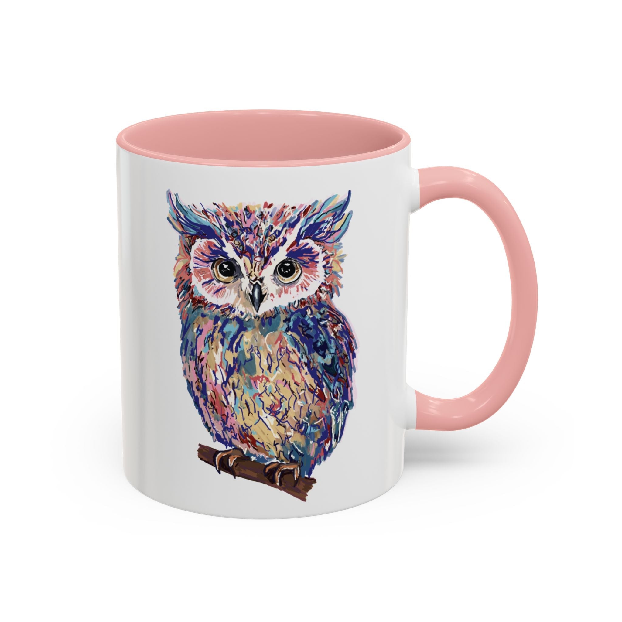 Colorful Owl Two Tone Ceramic Coffee Mugs - Blue Cava