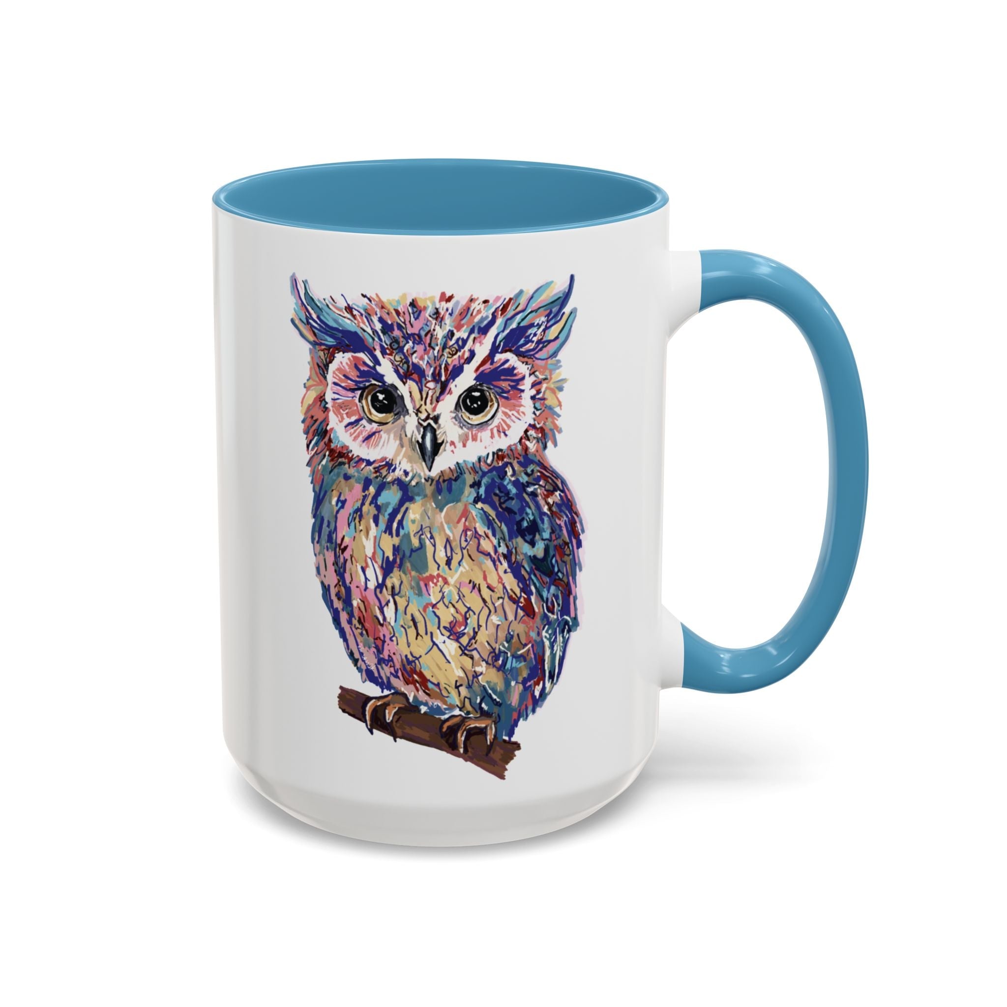 Colorful Owl Two Tone Ceramic Coffee Mugs - Blue Cava
