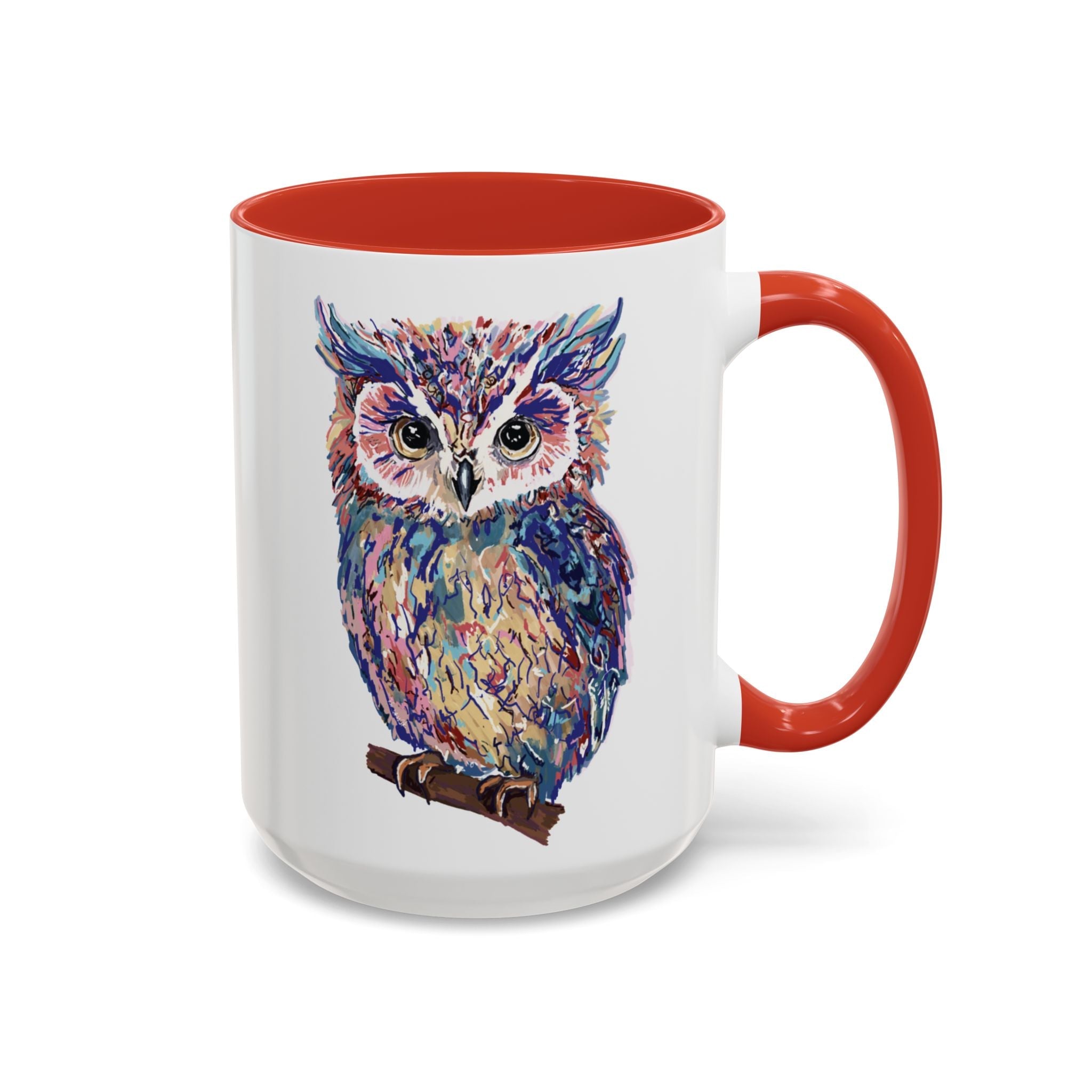Colorful Owl Two Tone Ceramic Coffee Mugs - Blue Cava