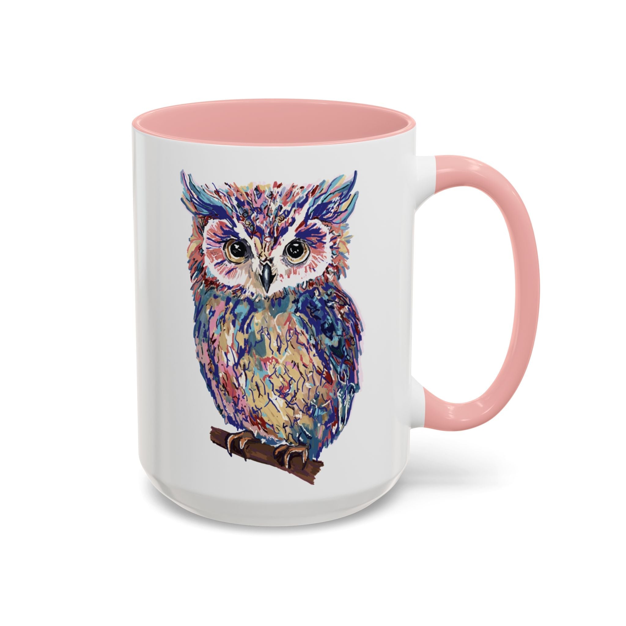Colorful Owl Two Tone Ceramic Coffee Mugs - Blue Cava