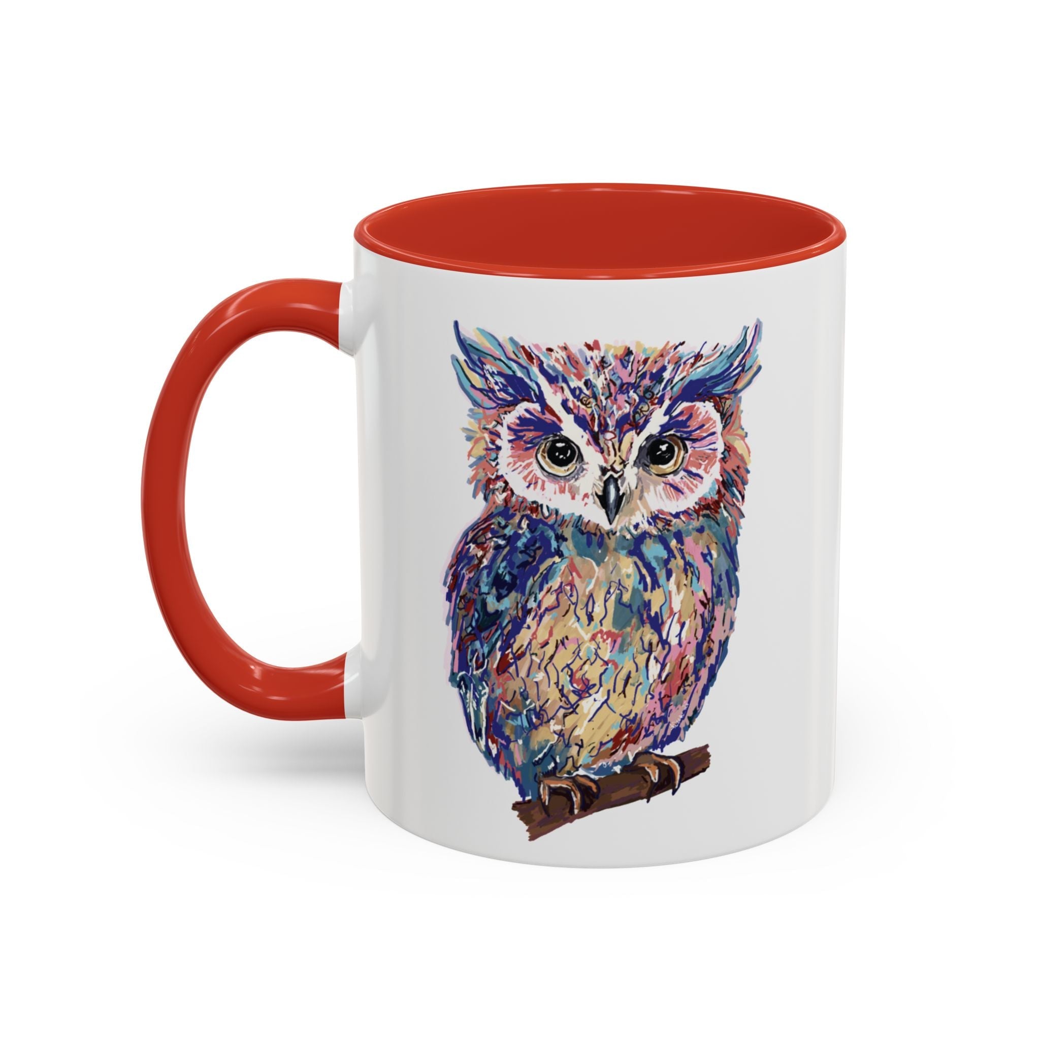 Colorful Owl Two Tone Ceramic Coffee Mugs - Blue Cava