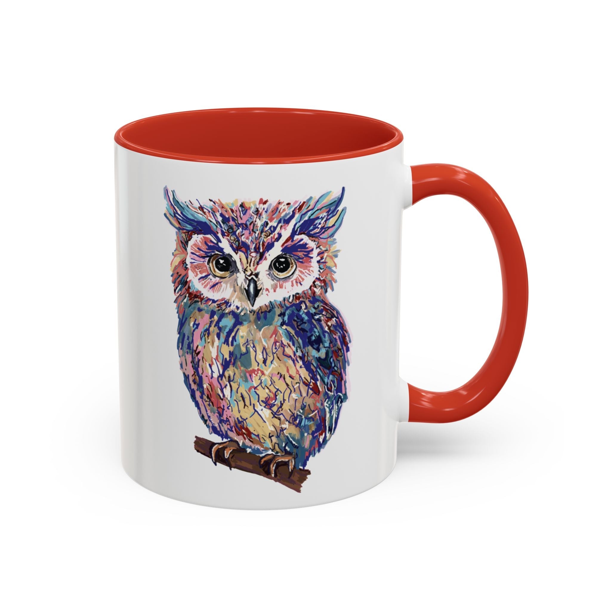 Colorful Owl Two Tone Ceramic Coffee Mugs - Blue Cava