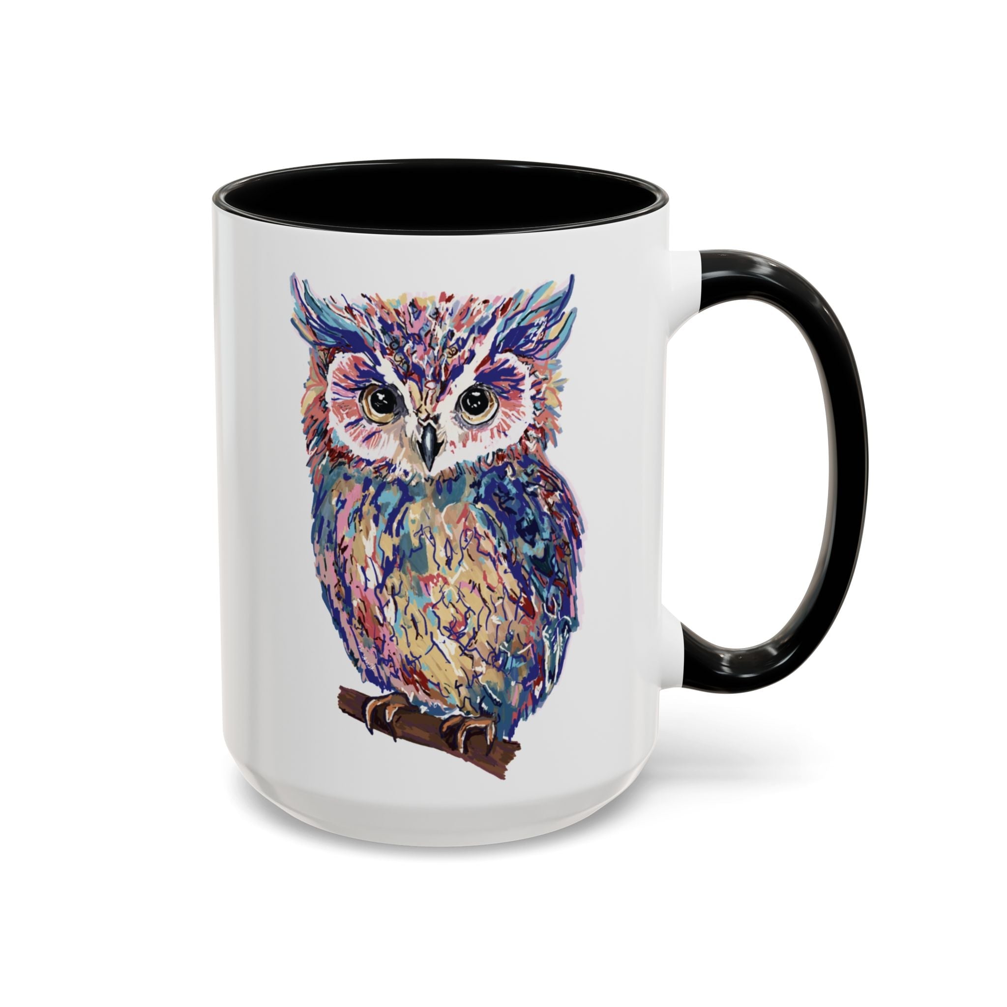 Colorful Owl Two Tone Ceramic Coffee Mugs - Blue Cava