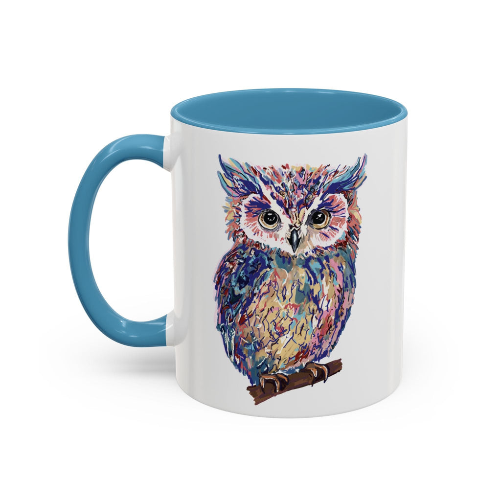 Colorful Owl Two Tone Ceramic Coffee Mugs - Blue Cava