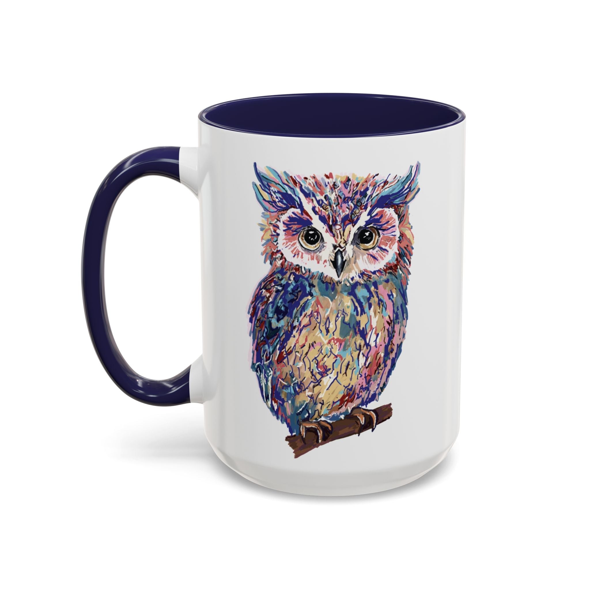 Colorful Owl Two Tone Ceramic Coffee Mugs - Blue Cava