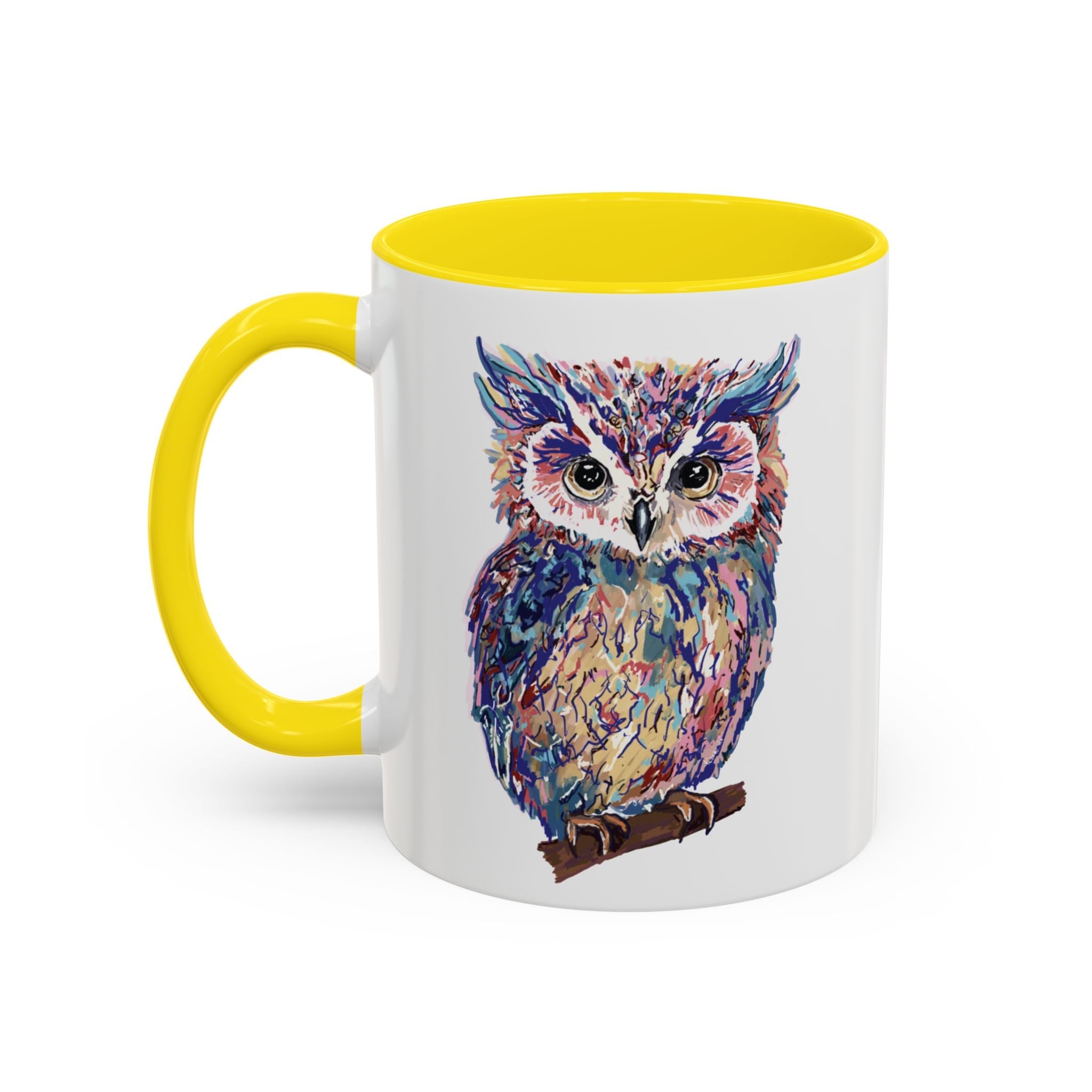 Colorful Owl Two Tone Ceramic Coffee Mugs - Blue Cava