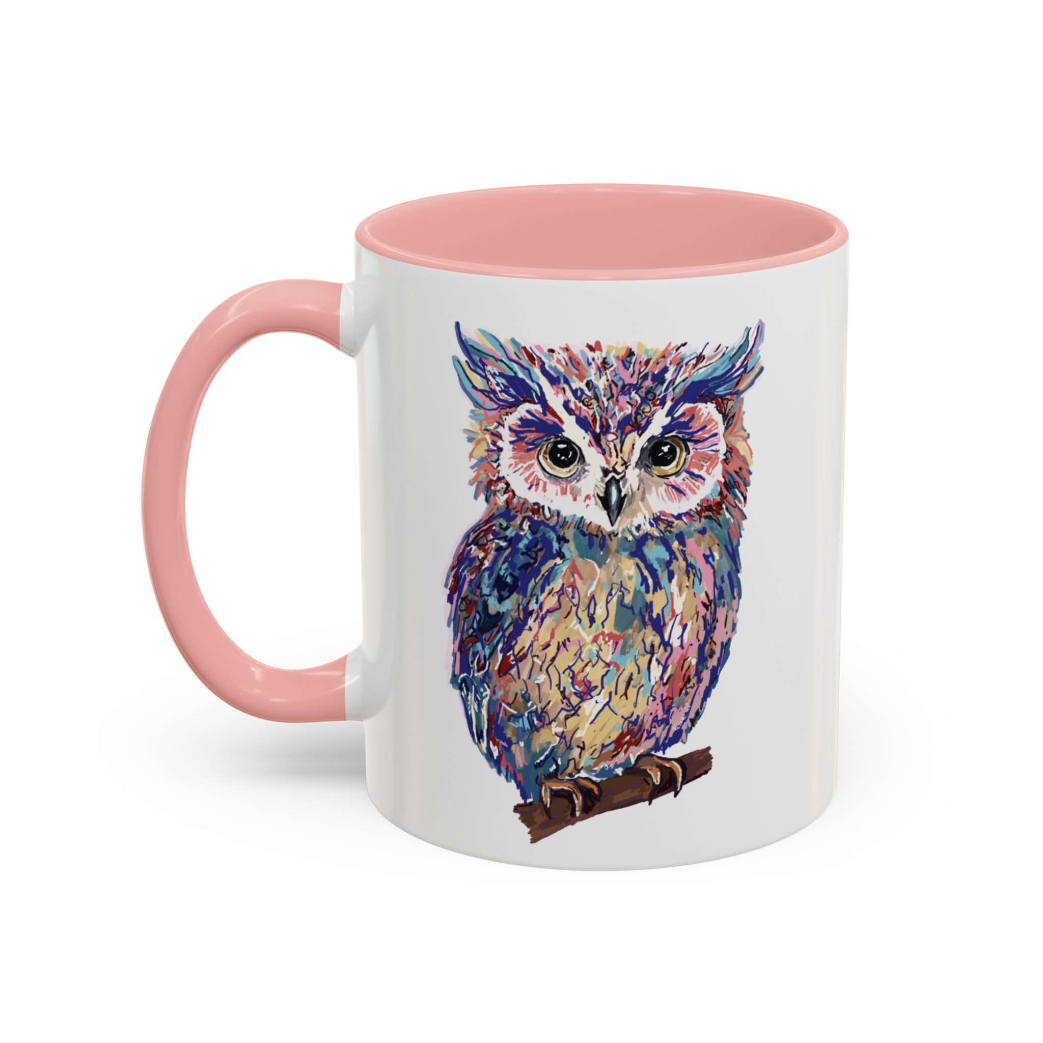 Colorful Owl Two Tone Ceramic Coffee Mugs - Blue Cava