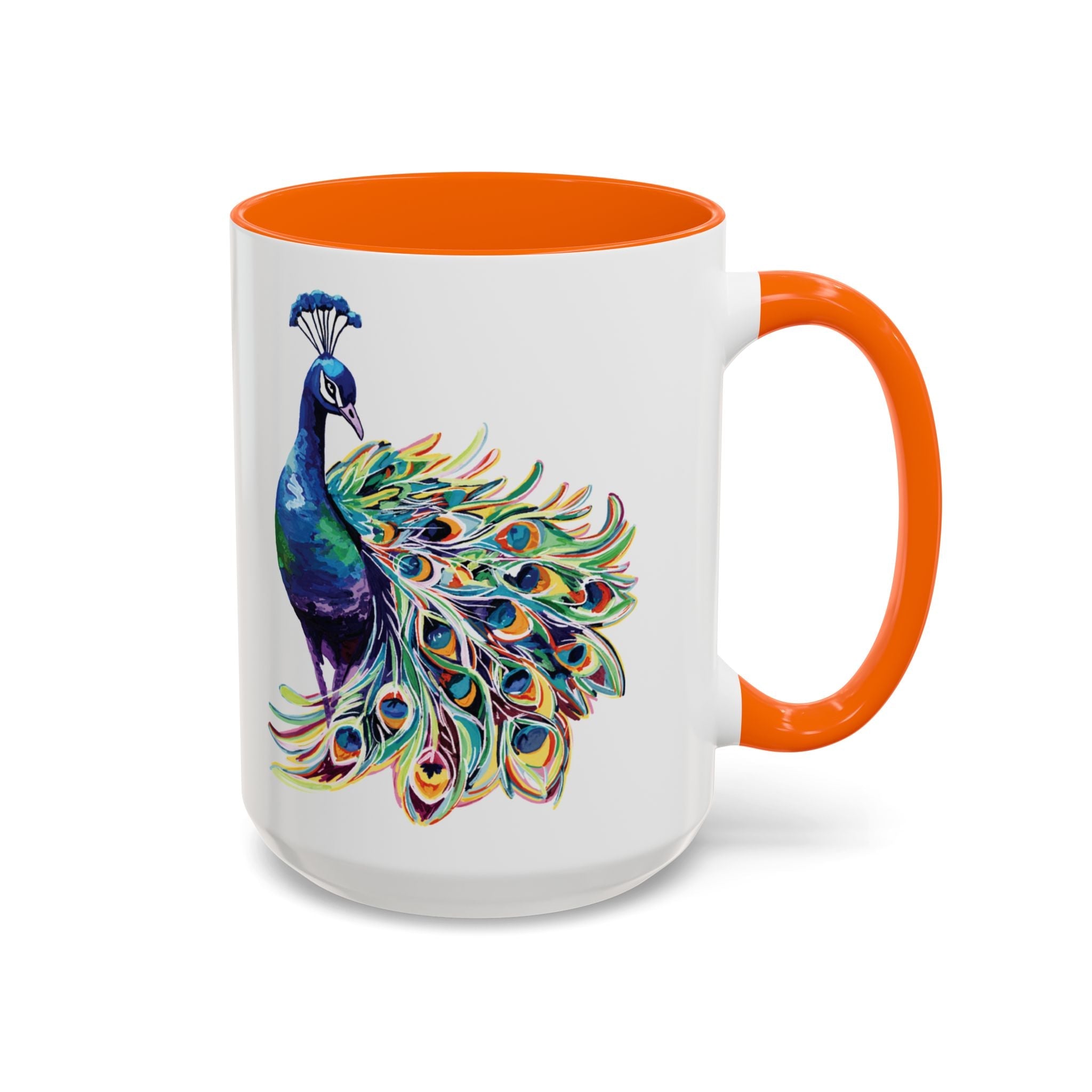 Colorful Peacock Two Tone Ceramic Coffee Mug - Blue Cava