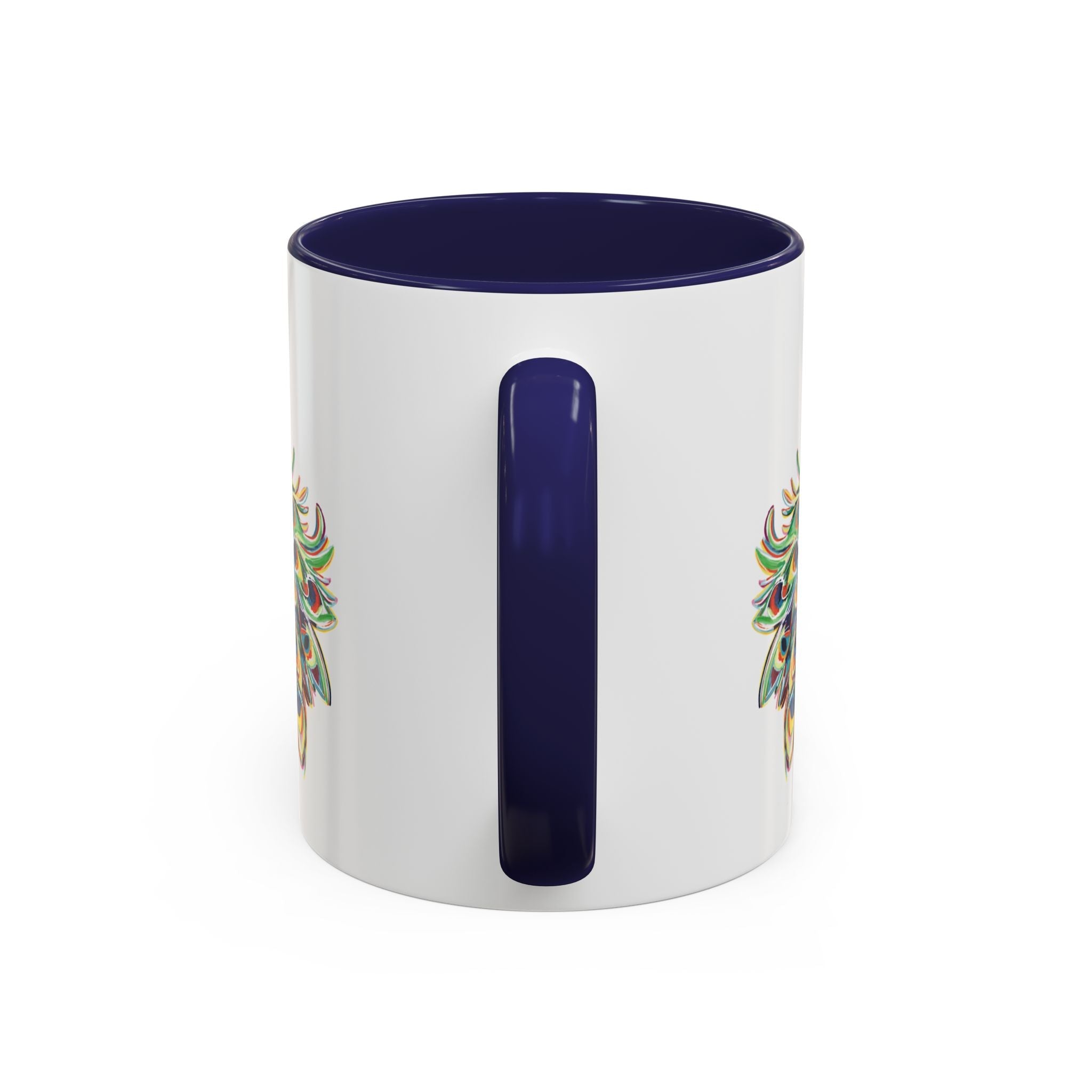 Colorful Peacock Two Tone Ceramic Coffee Mug - Blue Cava