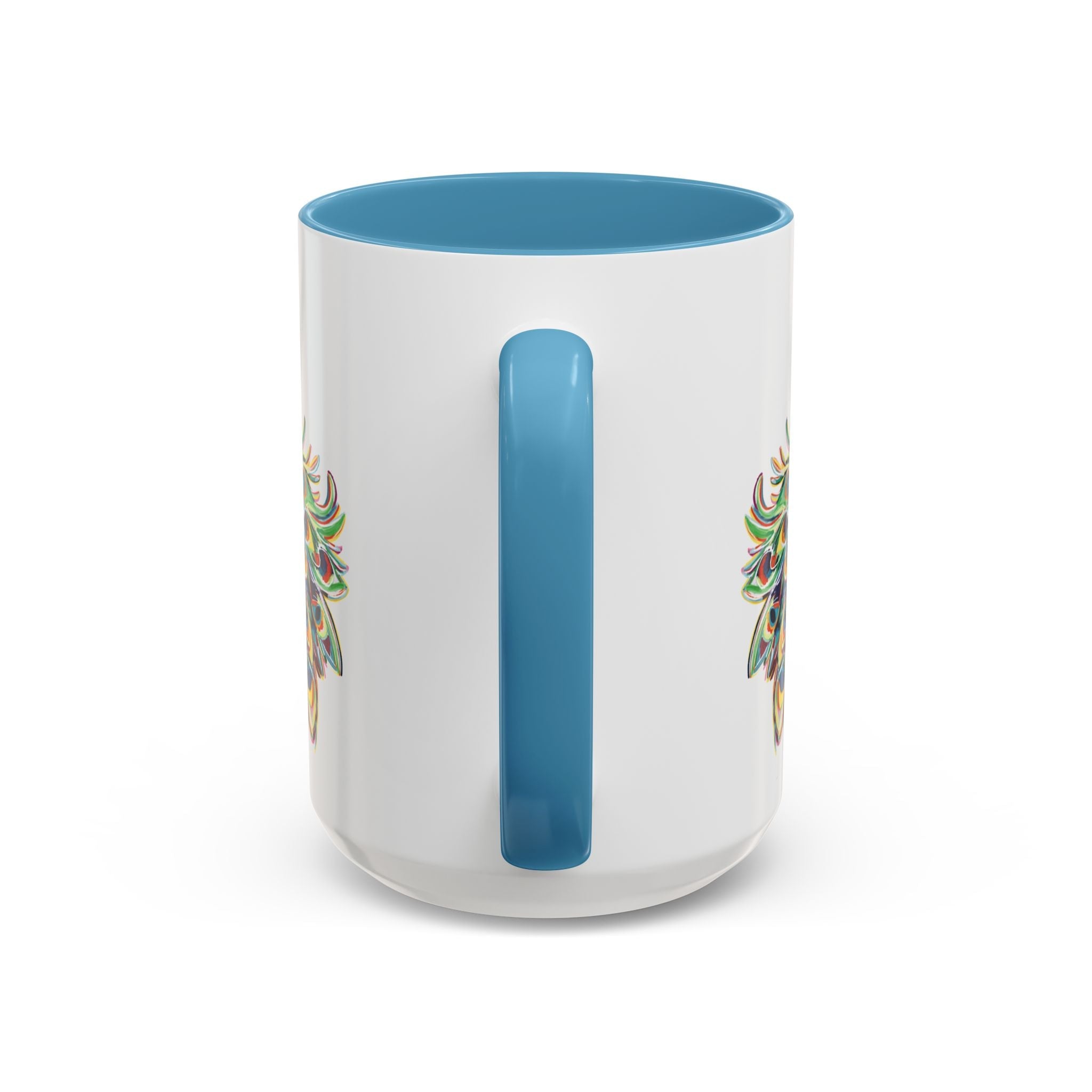 Colorful Peacock Two Tone Ceramic Coffee Mug - Blue Cava