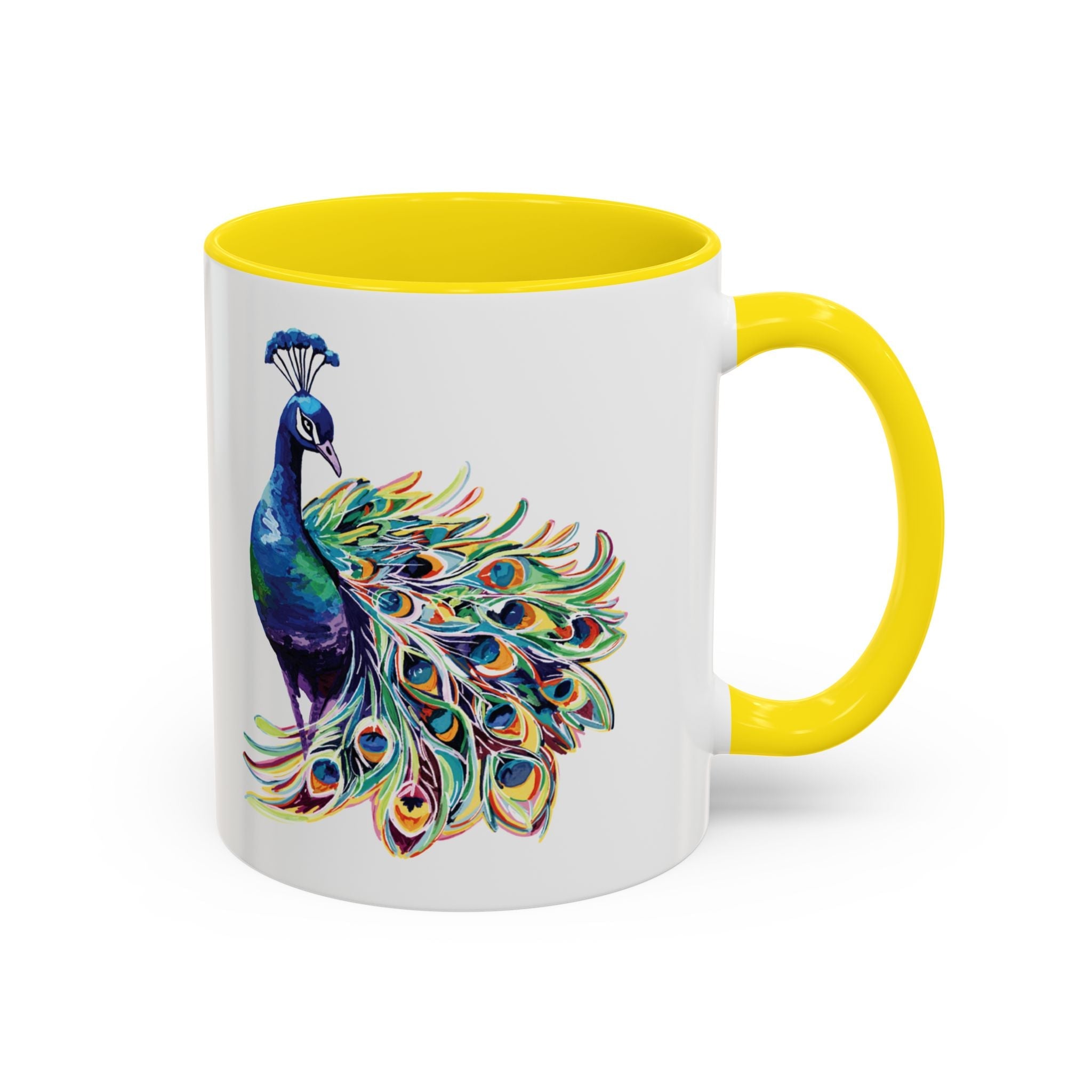 Colorful Peacock Two Tone Ceramic Coffee Mug - Blue Cava