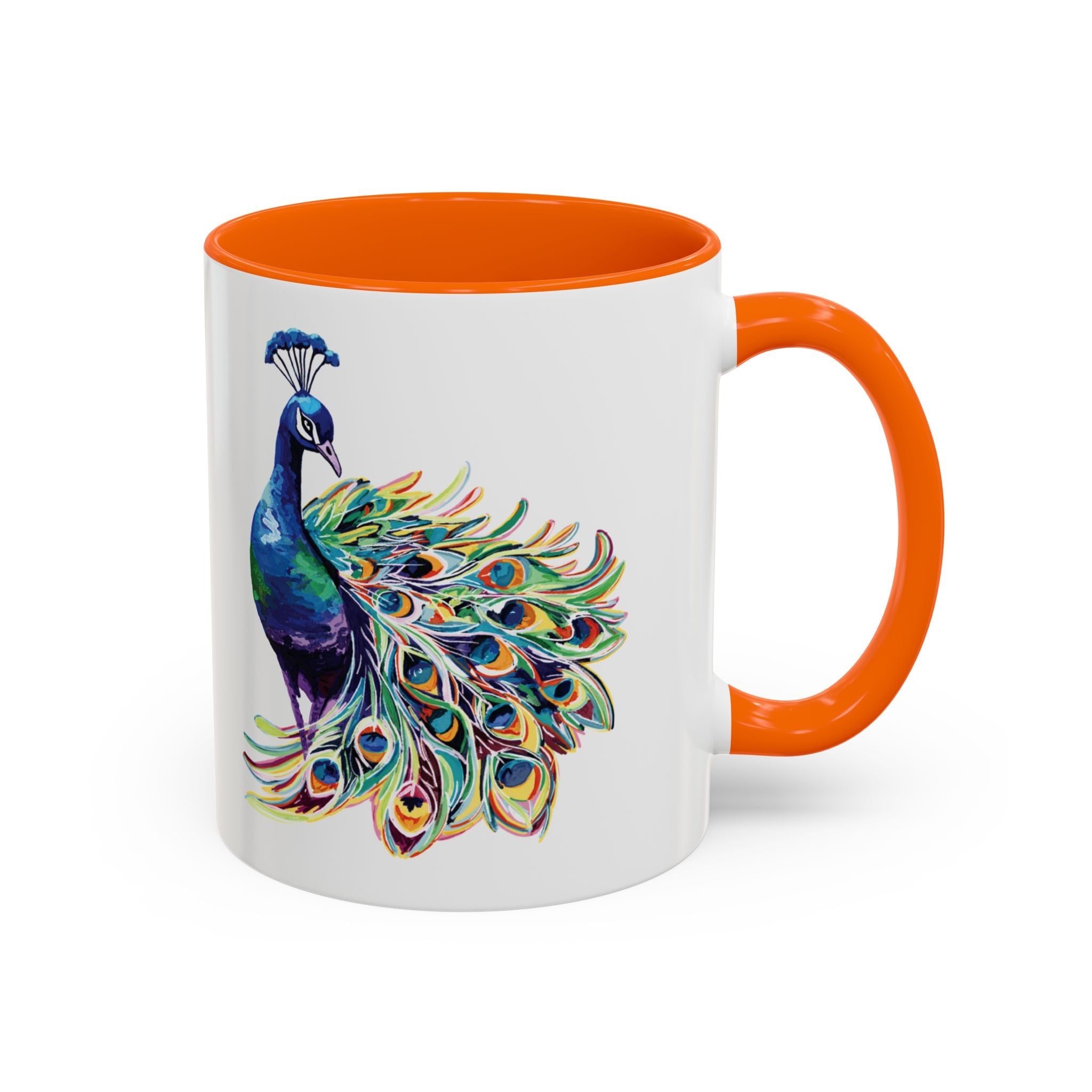 Colorful Peacock Two Tone Ceramic Coffee Mug - Blue Cava