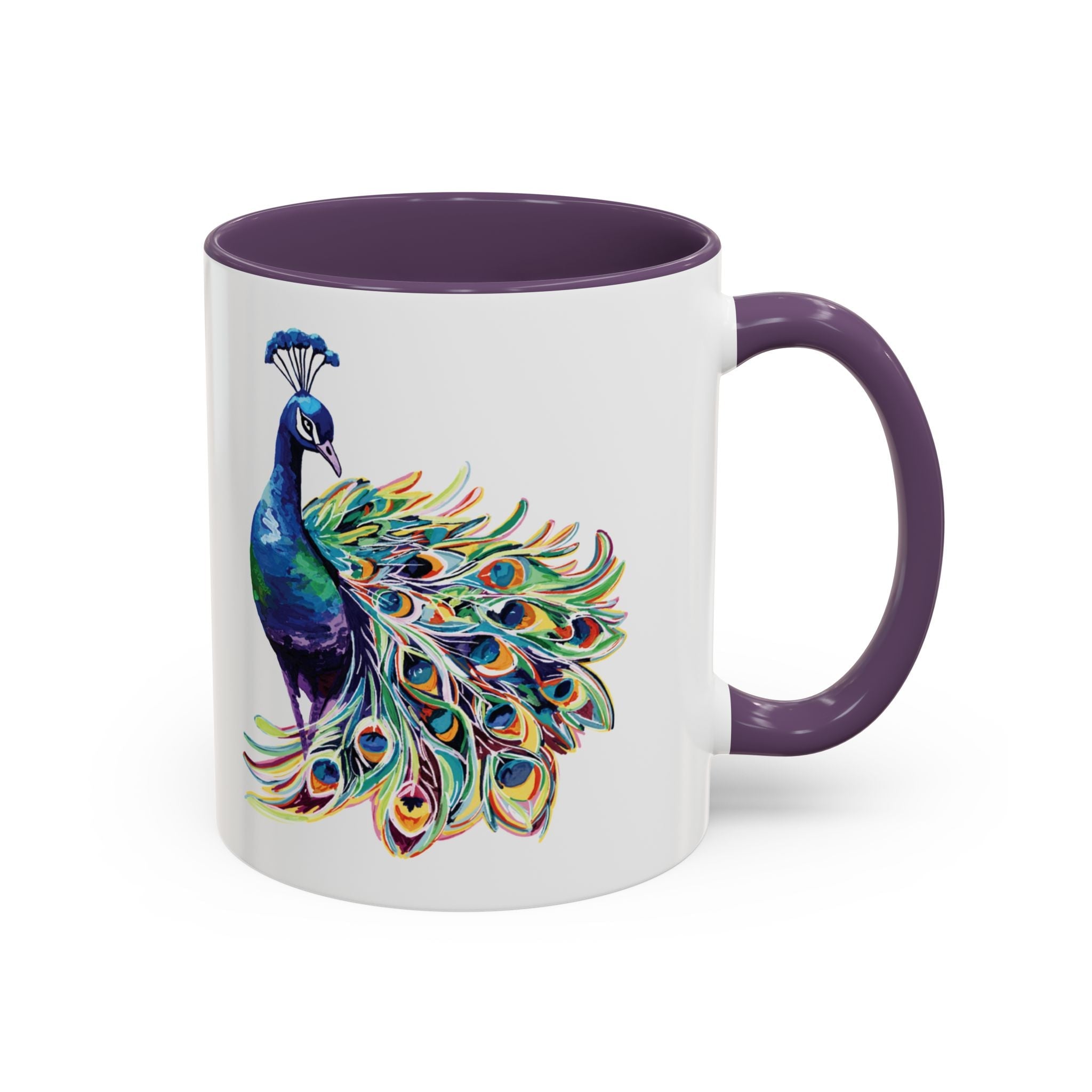Colorful Peacock Two Tone Ceramic Coffee Mug - Blue Cava