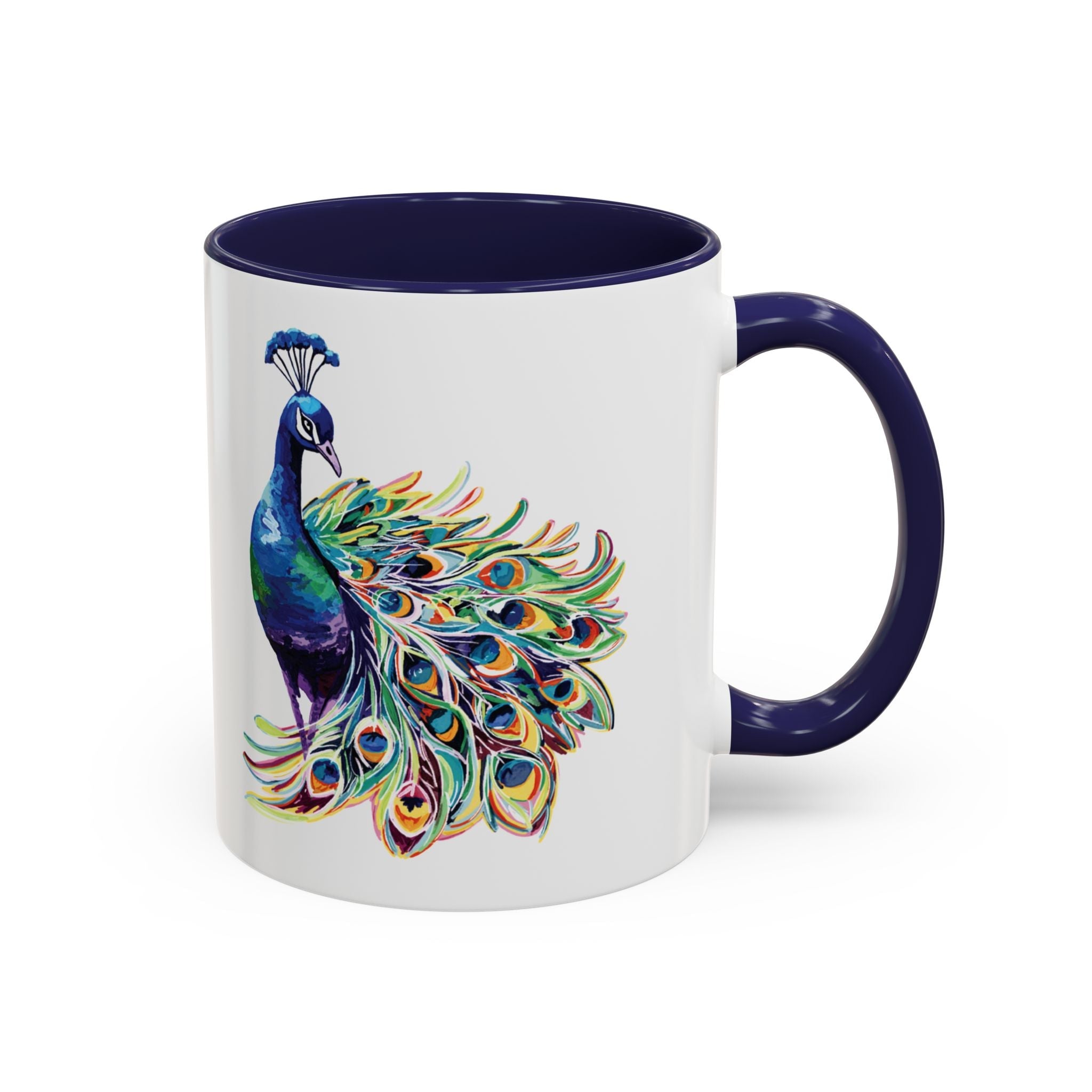 Colorful Peacock Two Tone Ceramic Coffee Mug - Blue Cava