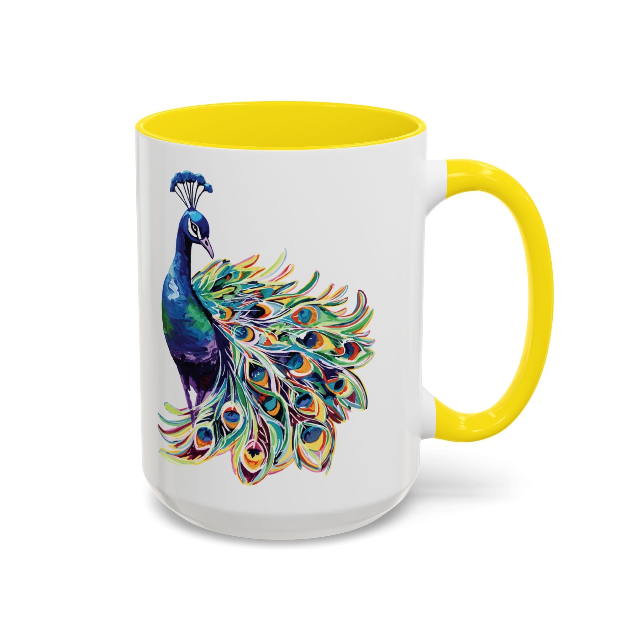 Colorful Peacock Two Tone Ceramic Coffee Mug - Blue Cava