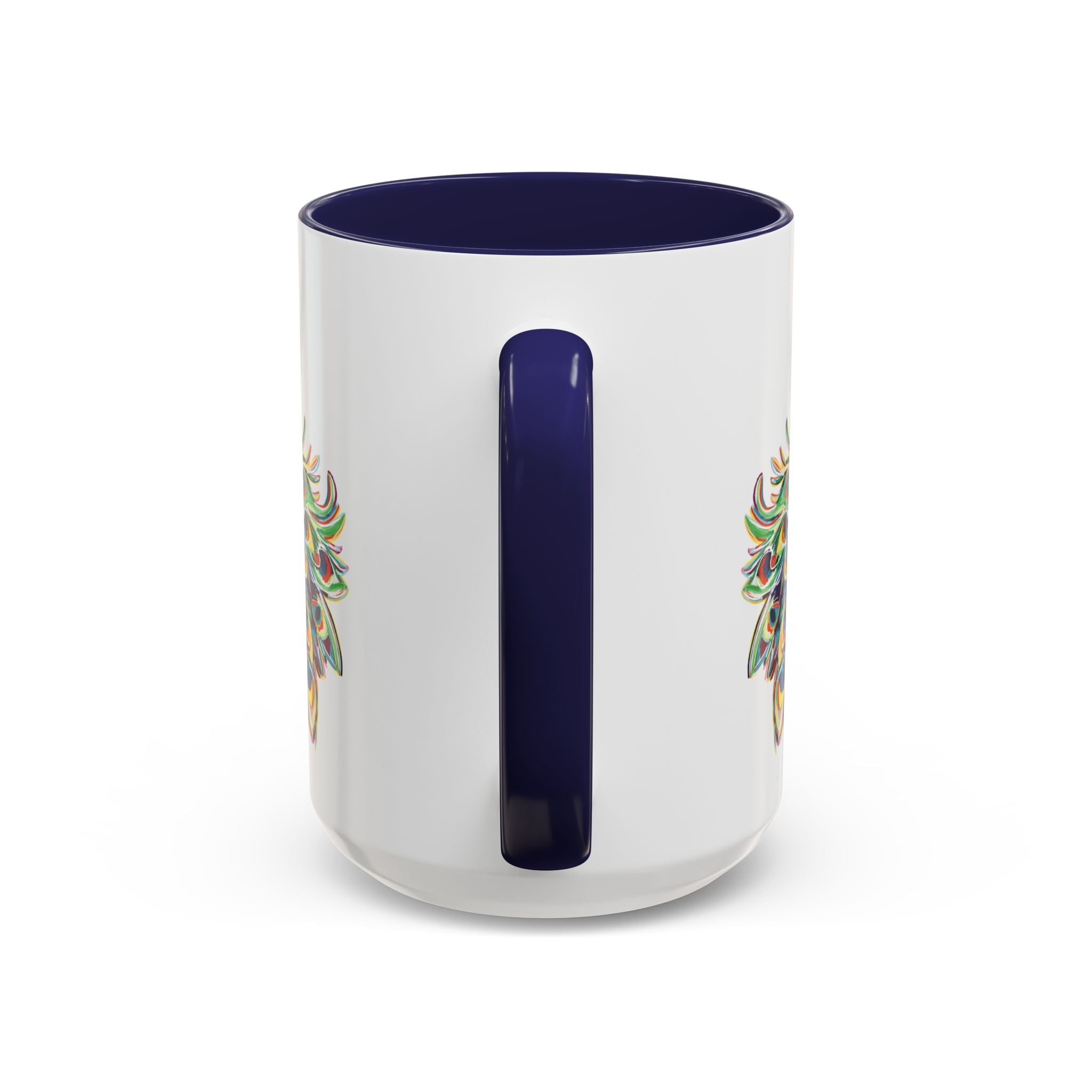 Colorful Peacock Two Tone Ceramic Coffee Mug - Blue Cava