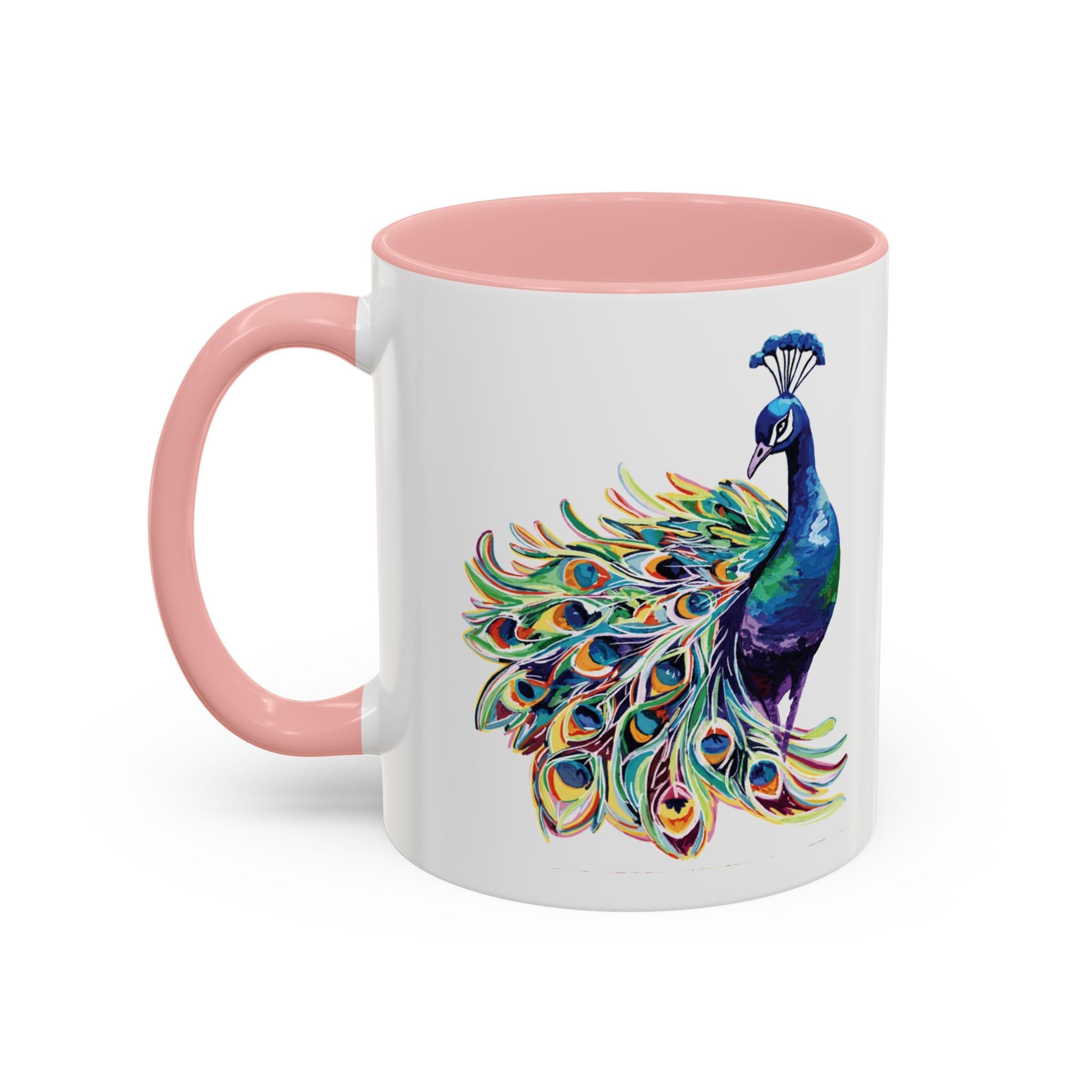 Colorful Peacock Two Tone Ceramic Coffee Mug - Blue Cava