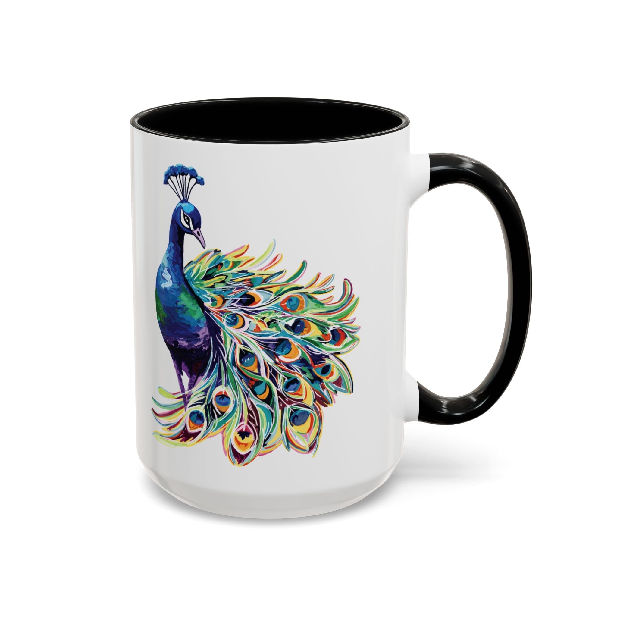 Colorful Peacock Two Tone Ceramic Coffee Mug - Blue Cava