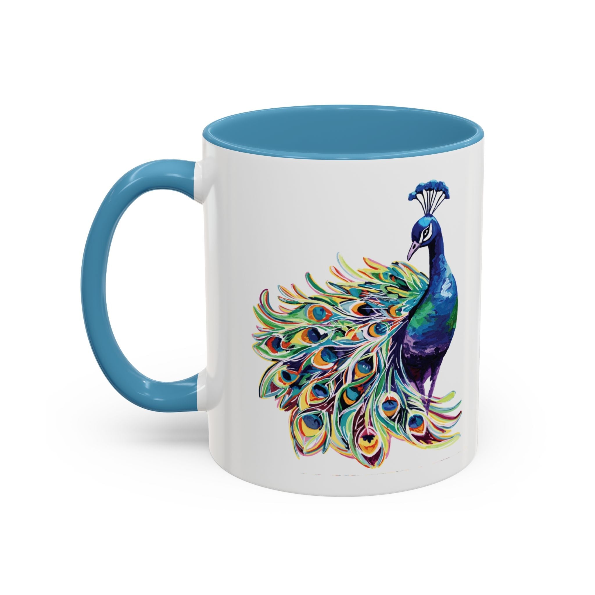 Colorful Peacock Two Tone Ceramic Coffee Mug - Blue Cava