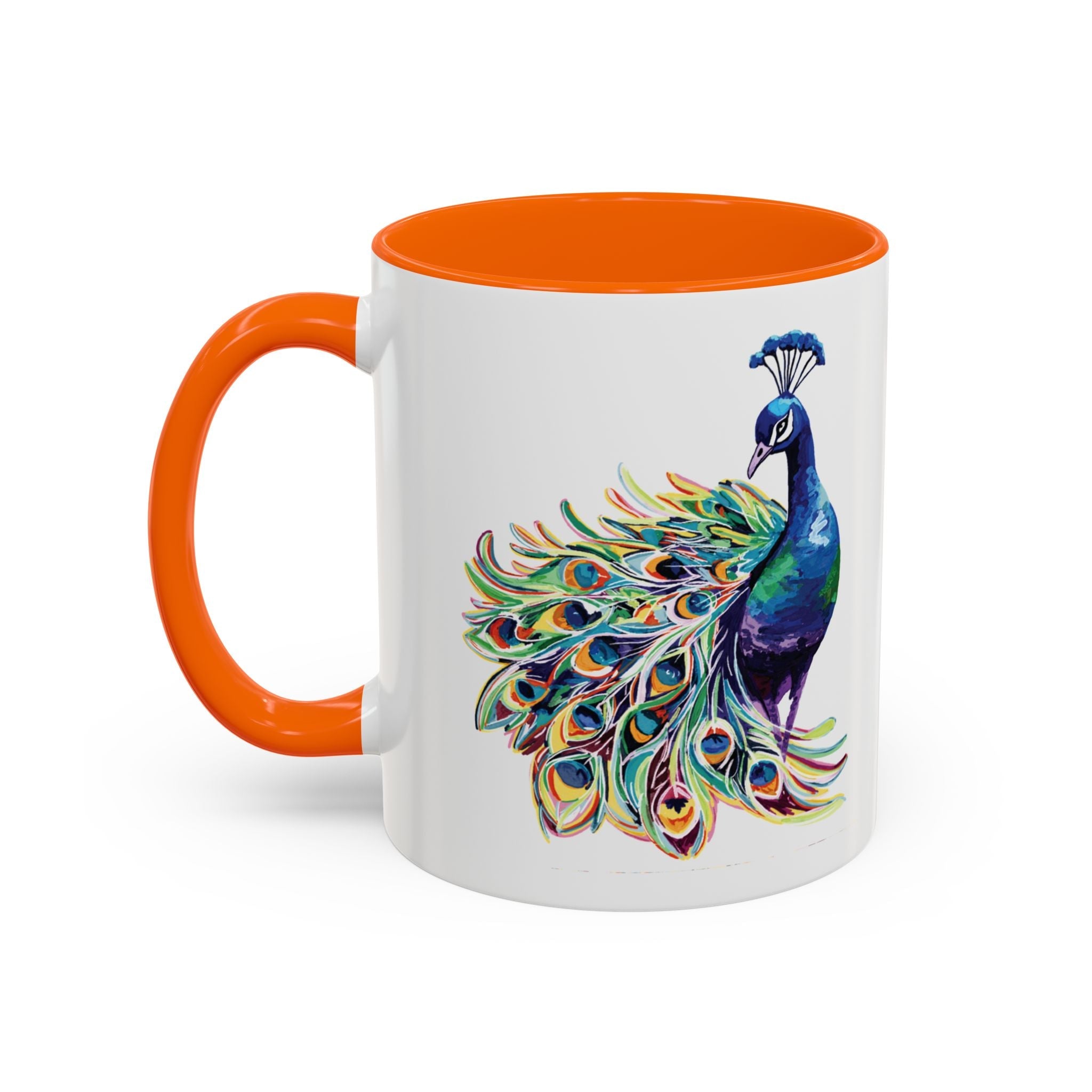 Colorful Peacock Two Tone Ceramic Coffee Mug - Blue Cava