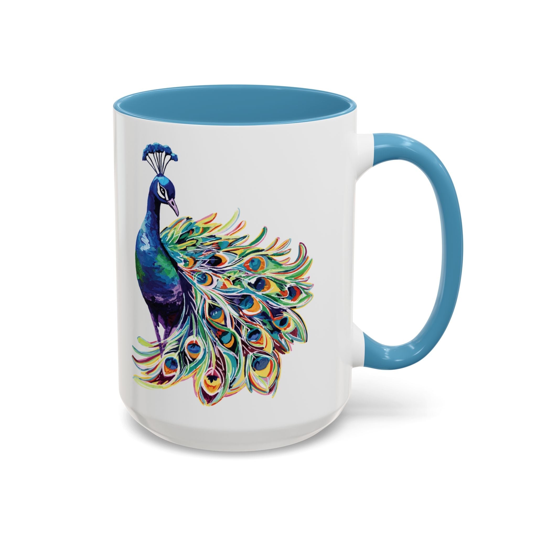 Colorful Peacock Two Tone Ceramic Coffee Mug - Blue Cava