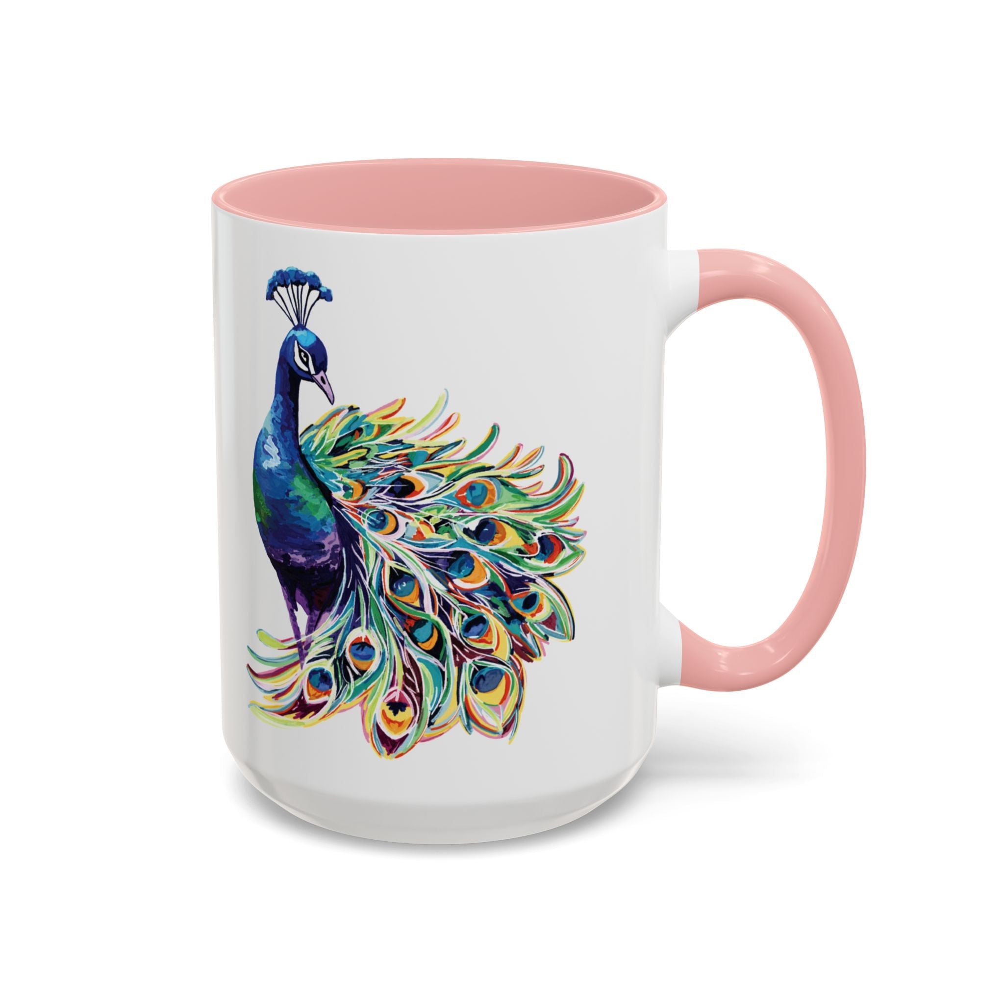 Colorful Peacock Two Tone Ceramic Coffee Mug - Blue Cava