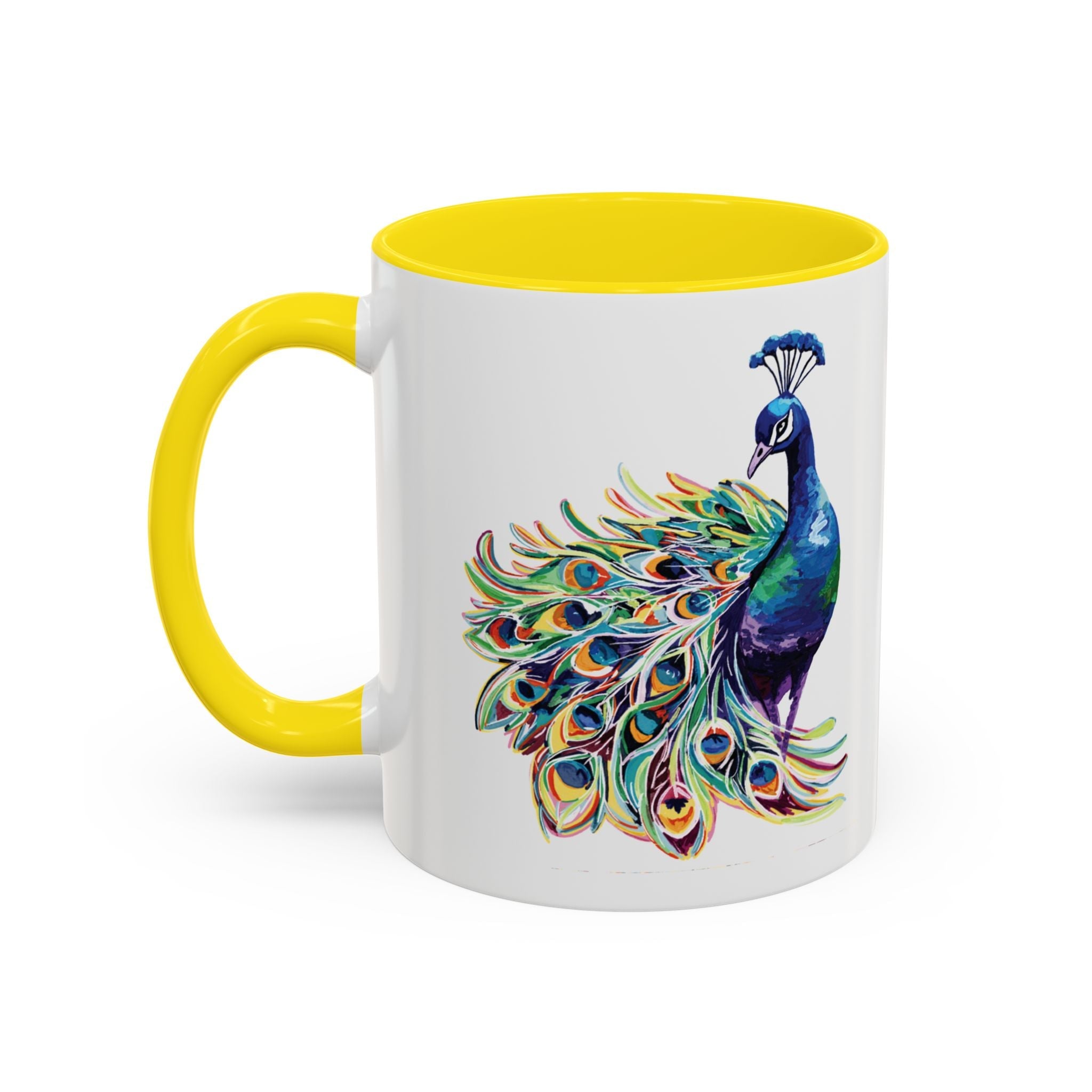 Colorful Peacock Two Tone Ceramic Coffee Mug - Blue Cava