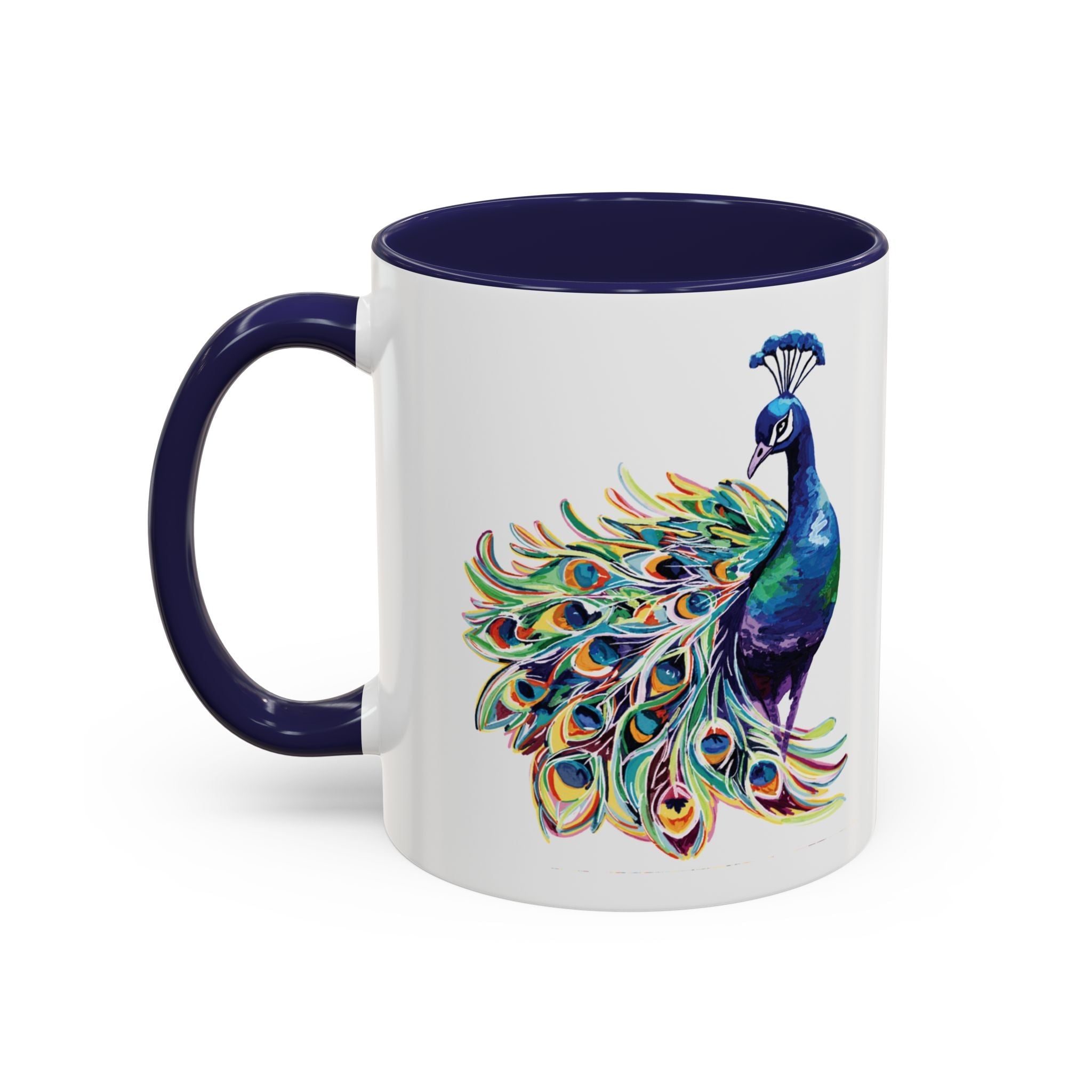 Colorful Peacock Two Tone Ceramic Coffee Mug - Blue Cava