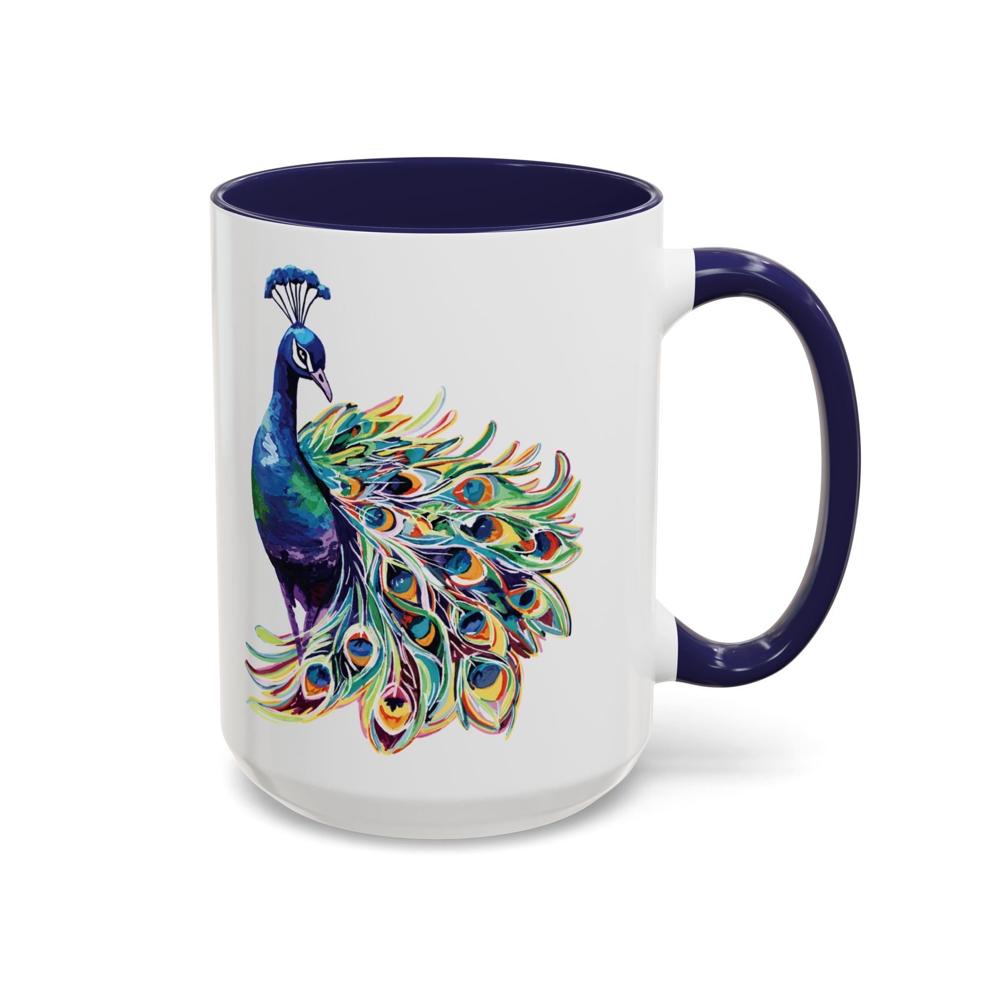 Colorful Peacock Two Tone Ceramic Coffee Mug - Blue Cava
