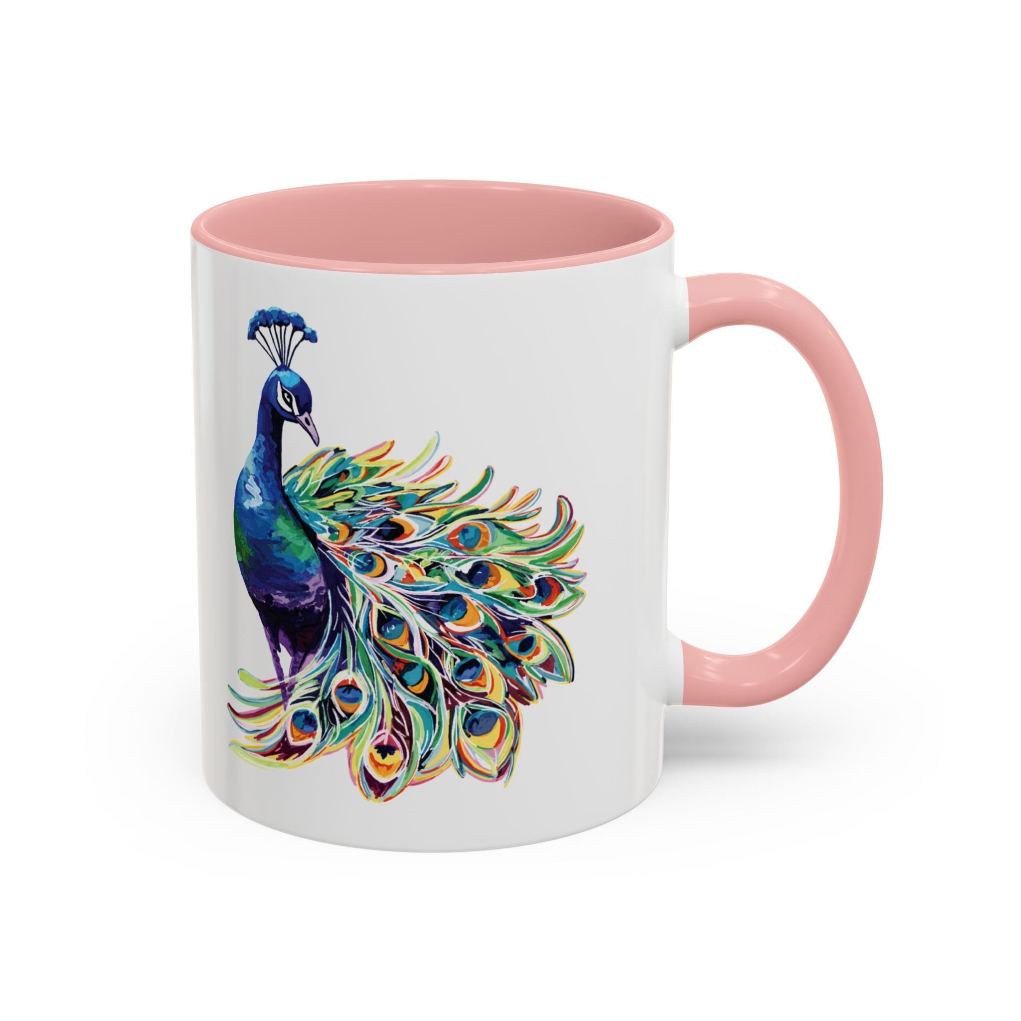 Colorful Peacock Two Tone Ceramic Coffee Mug - Blue Cava